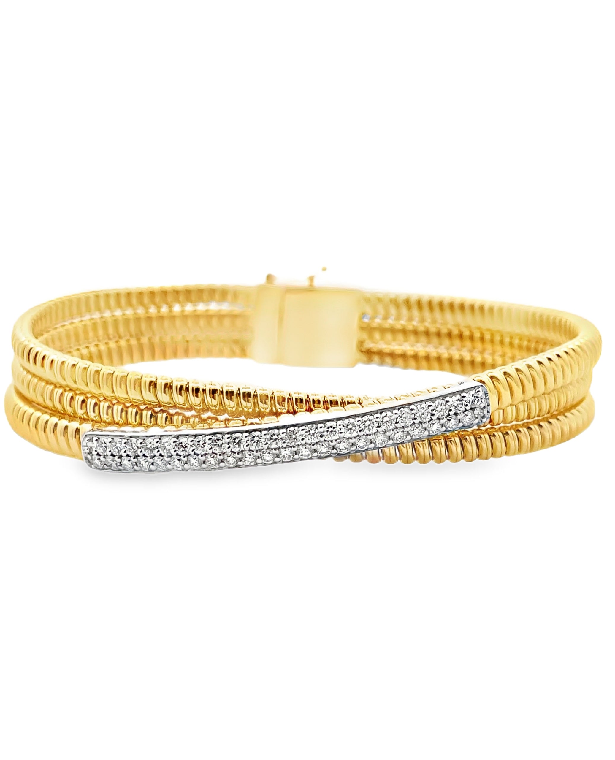 Simon G. LB2618 18K Two Tone Twisted Diamond Bracelet