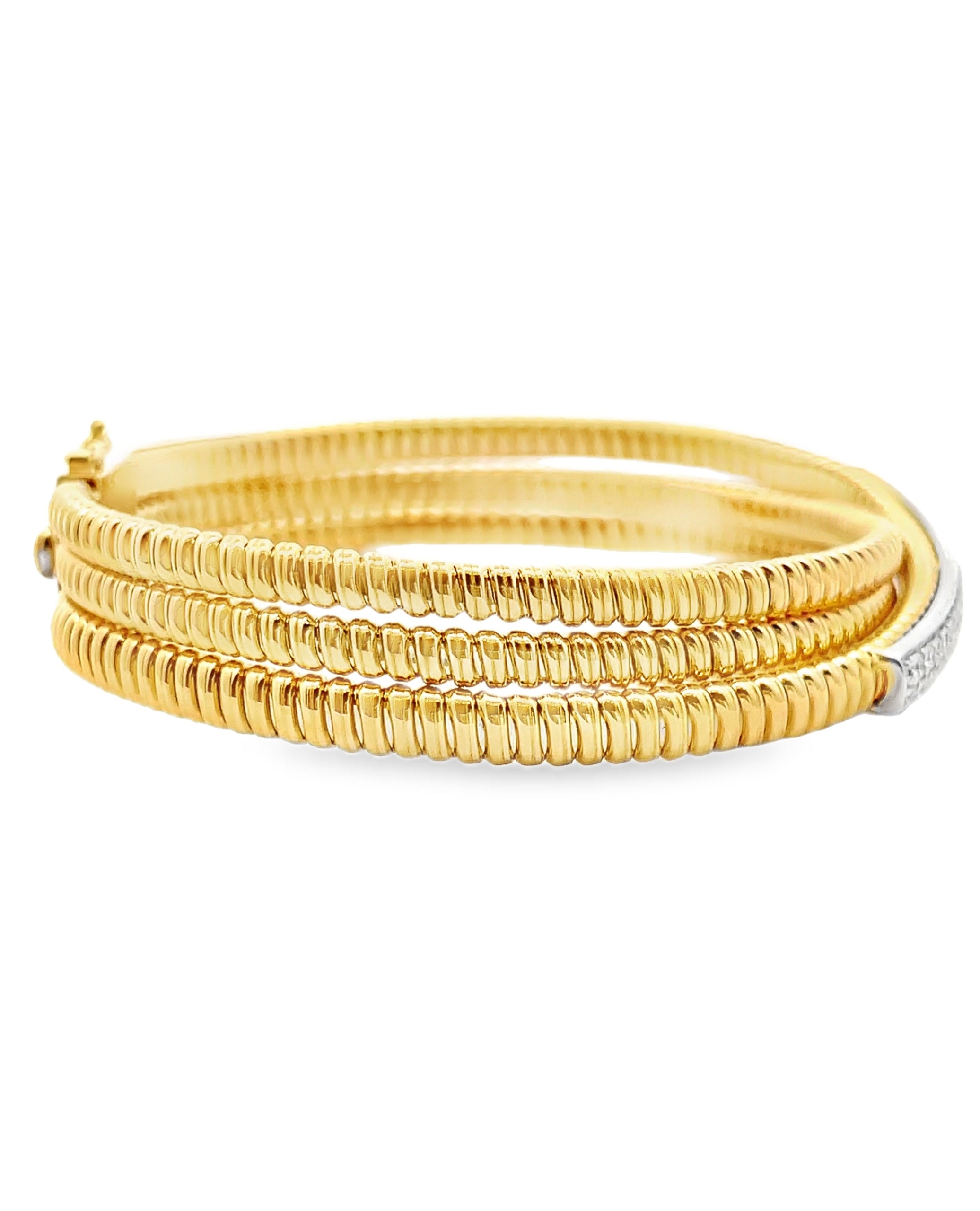 Simon G. LB2618 18K Two Tone Twisted Diamond Bracelet