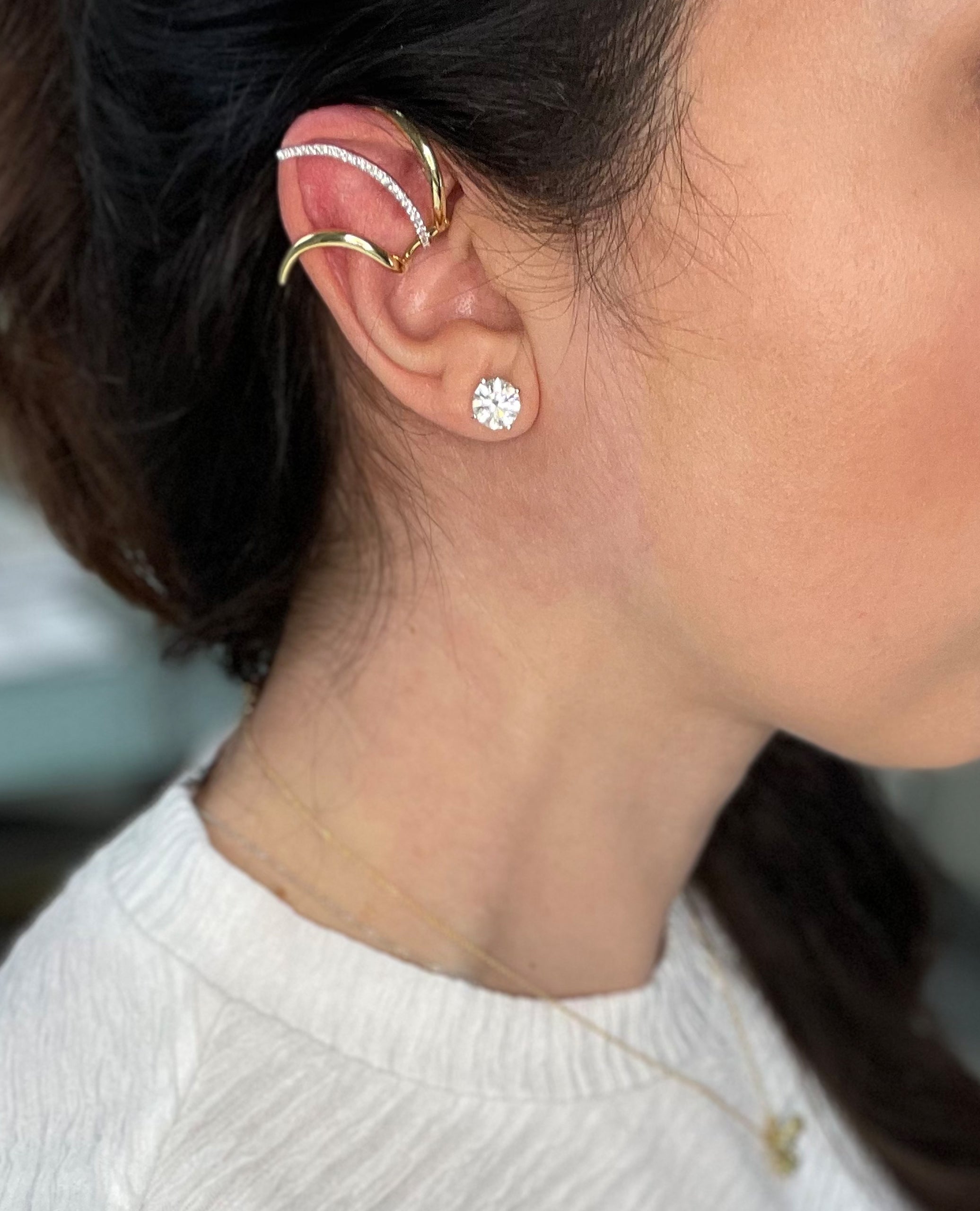 Simon G. LE2330 18K Yellow and White Gold Earring Cuff