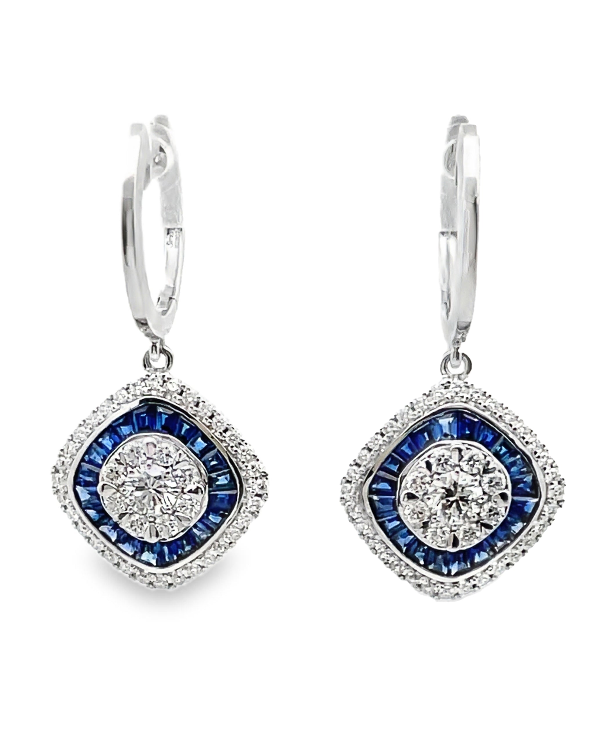 Simon G. LE4799 18K White Gold Sapphire & Diamond Drop Earrings