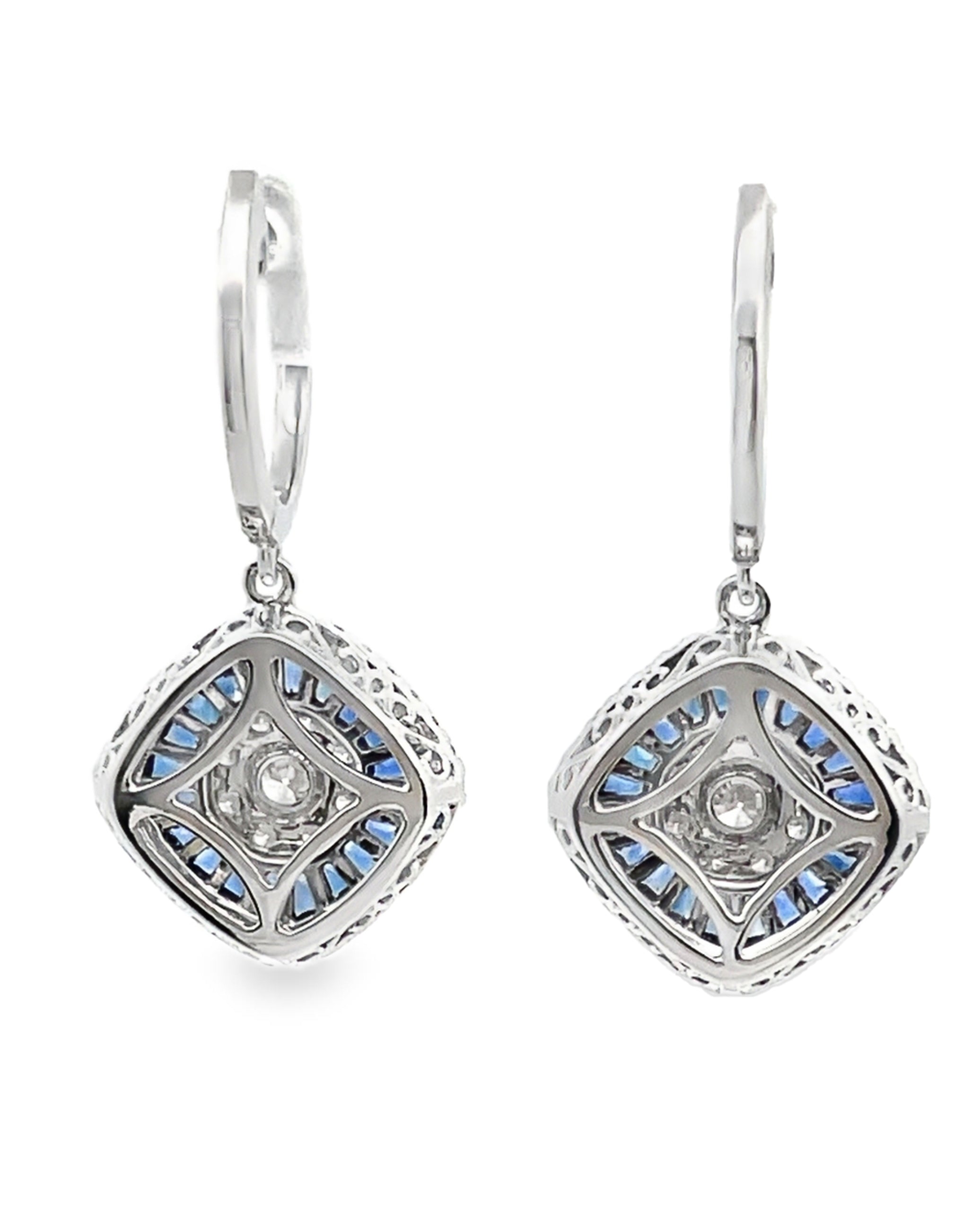 Simon G. LE4799 18K White Gold Sapphire & Diamond Drop Earrings