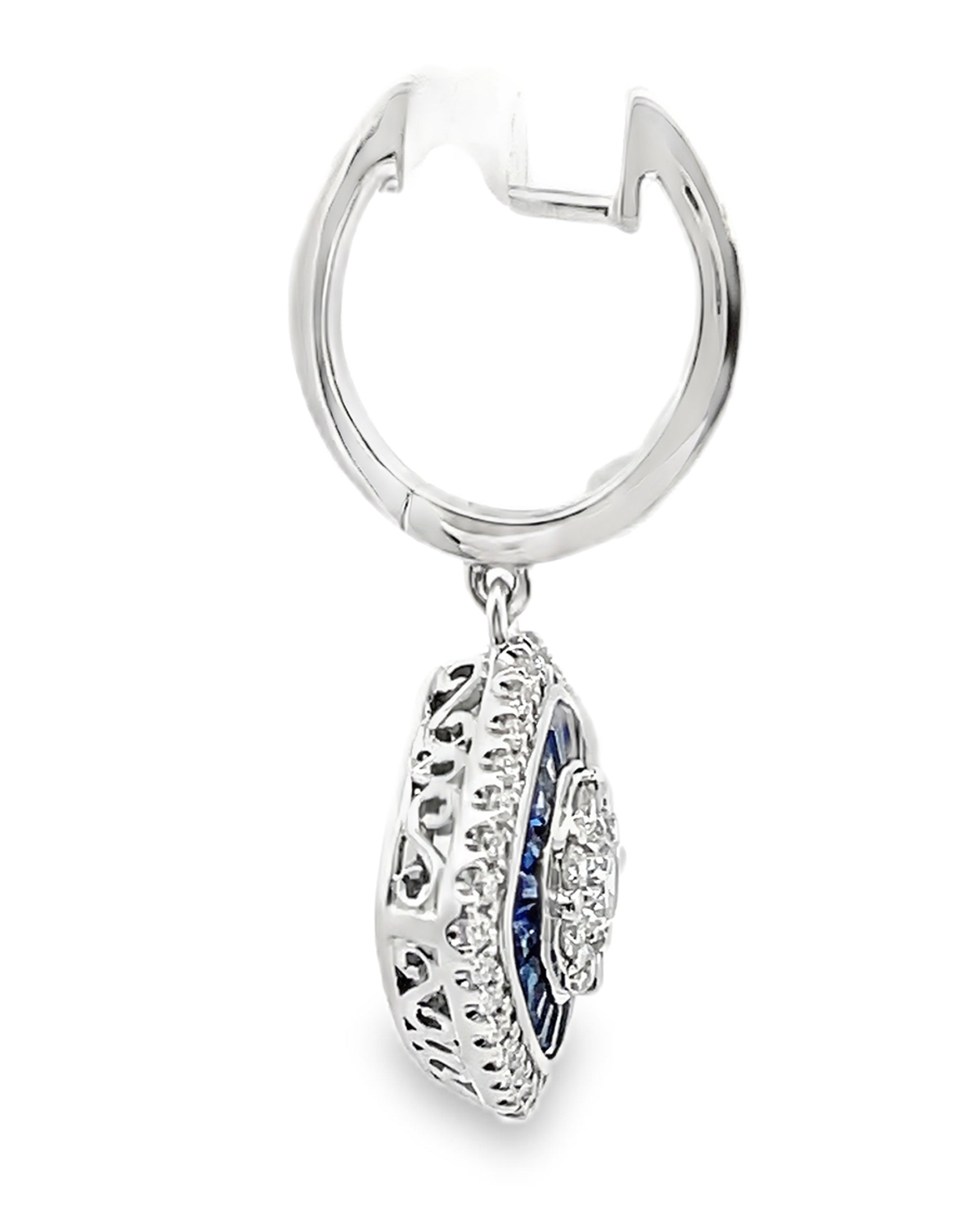 Simon G. LE4799 18K White Gold Sapphire & Diamond Drop Earrings