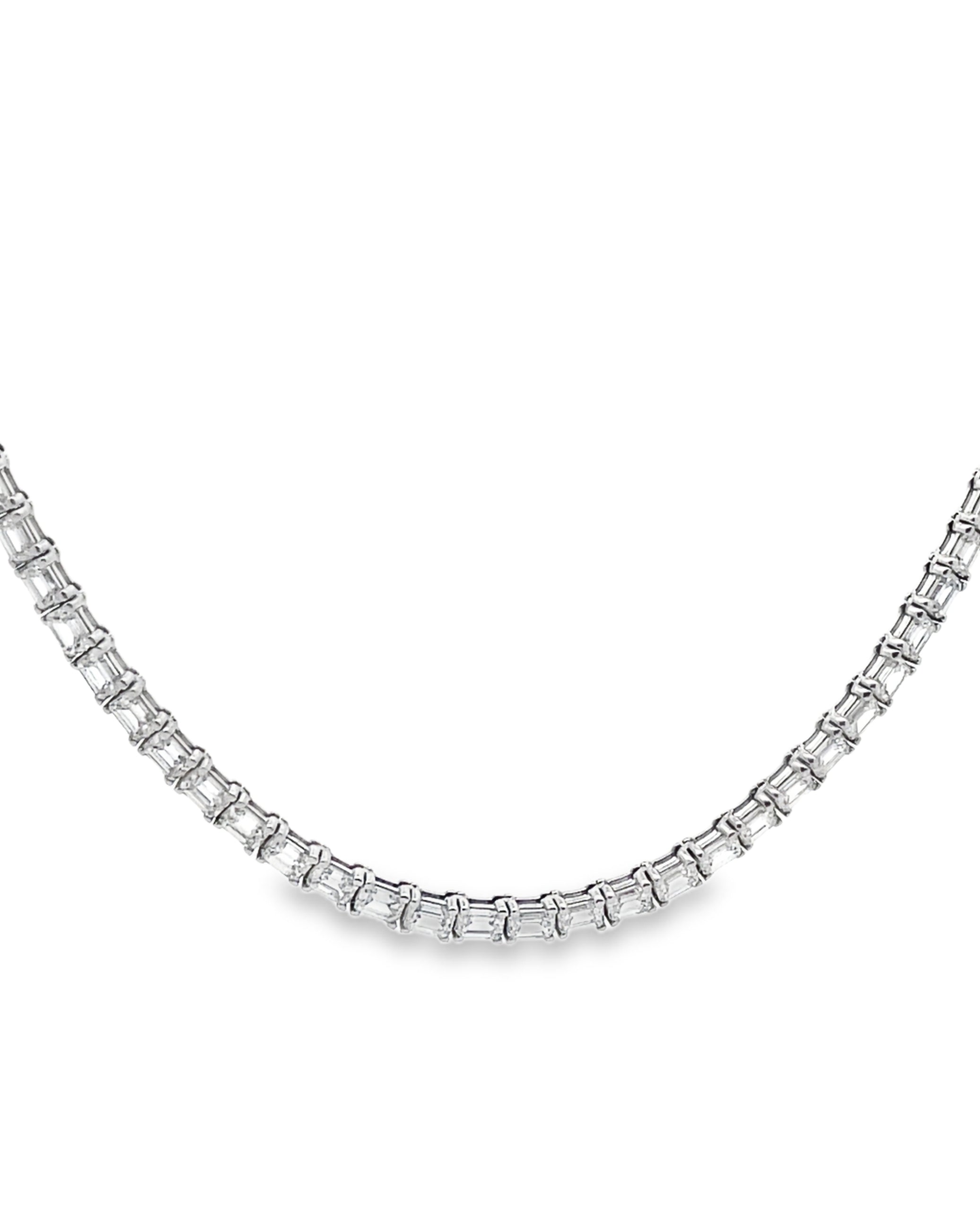 14K White Gold Lab Grown Tennis Necklace