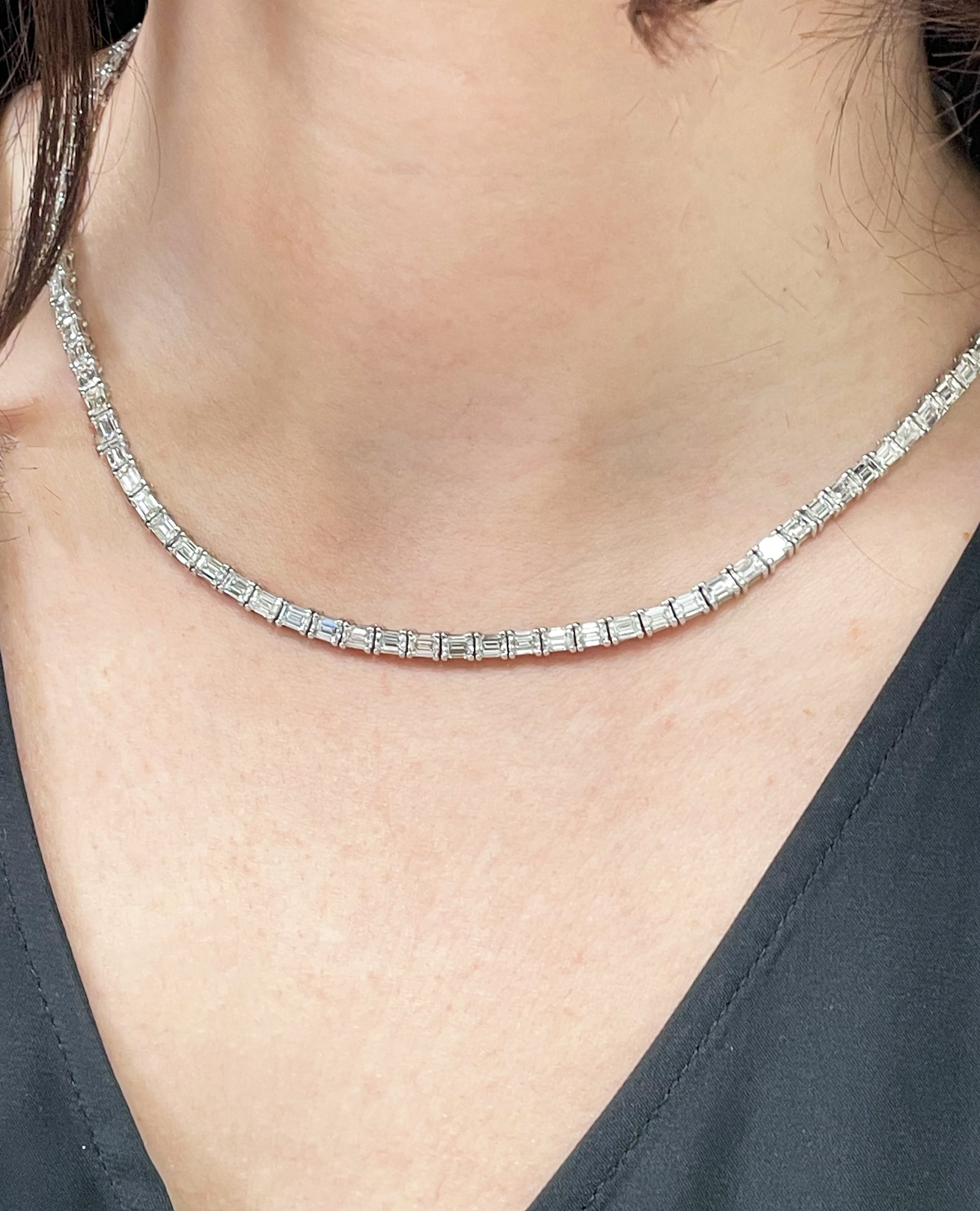 14K White Gold Lab Grown Tennis Necklace