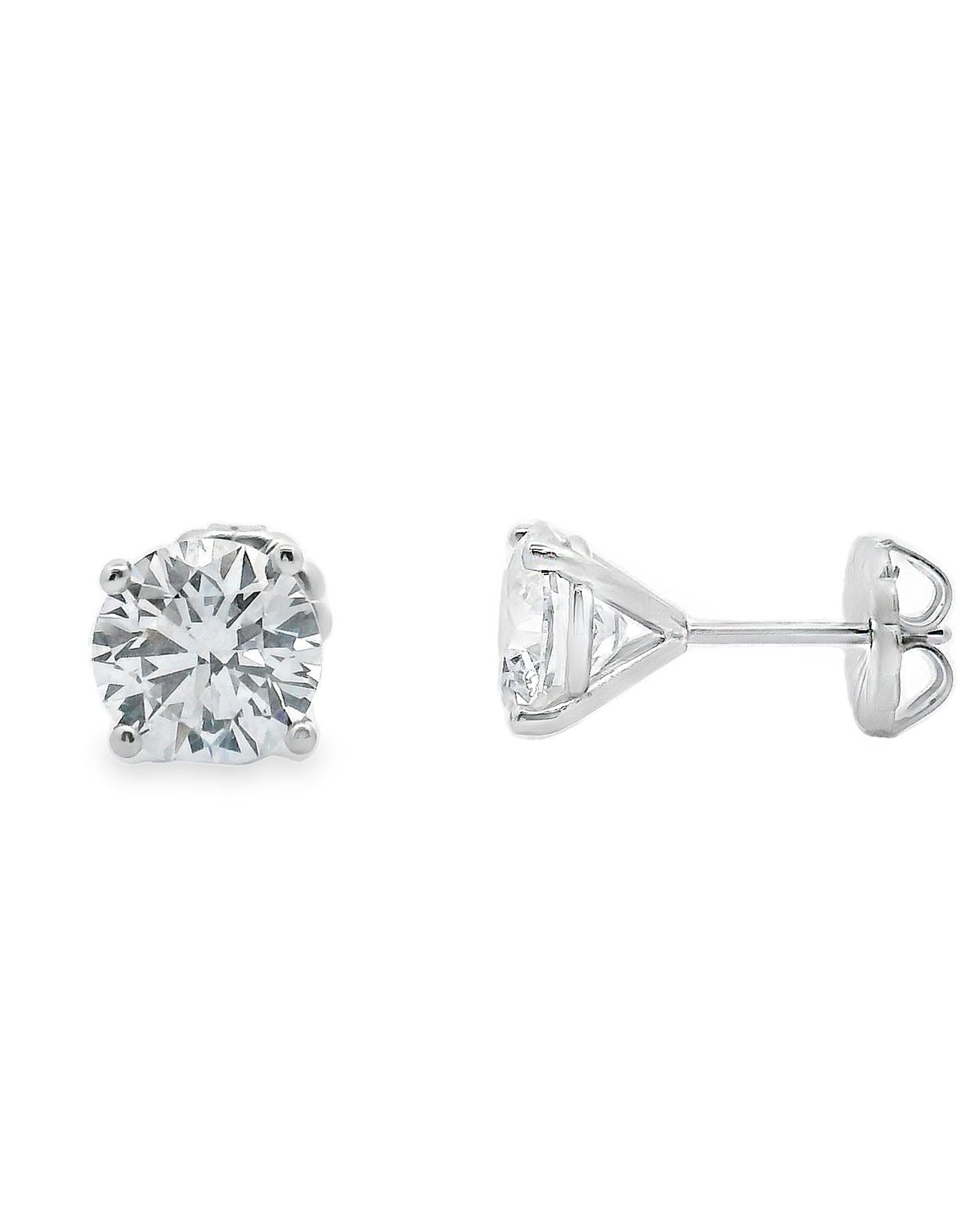 14K White Gold Lab Grown Diamond Earrings - 3.00 carats