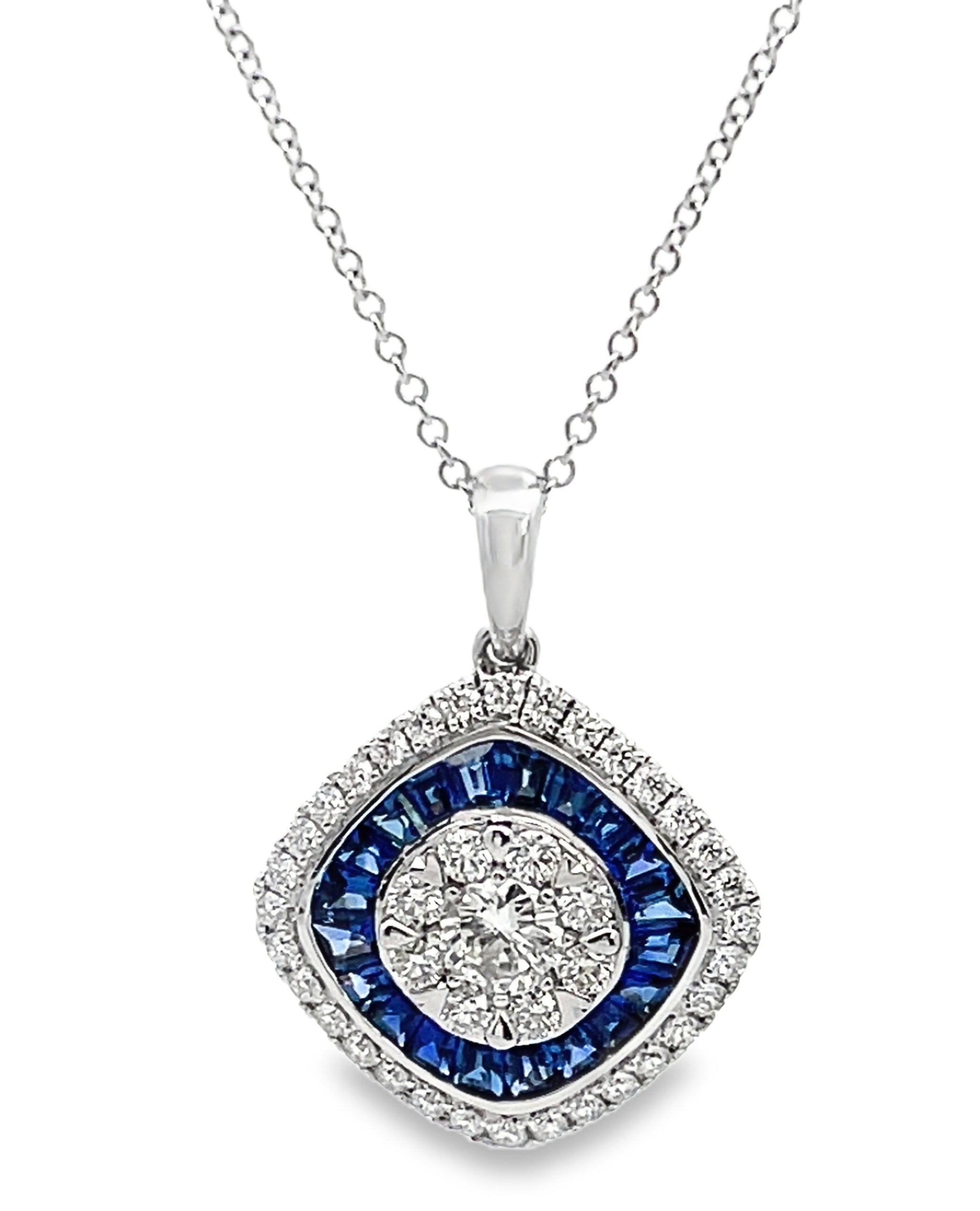 Simon G. LP4799 18K White Gold Sapphire and Diamond Necklace