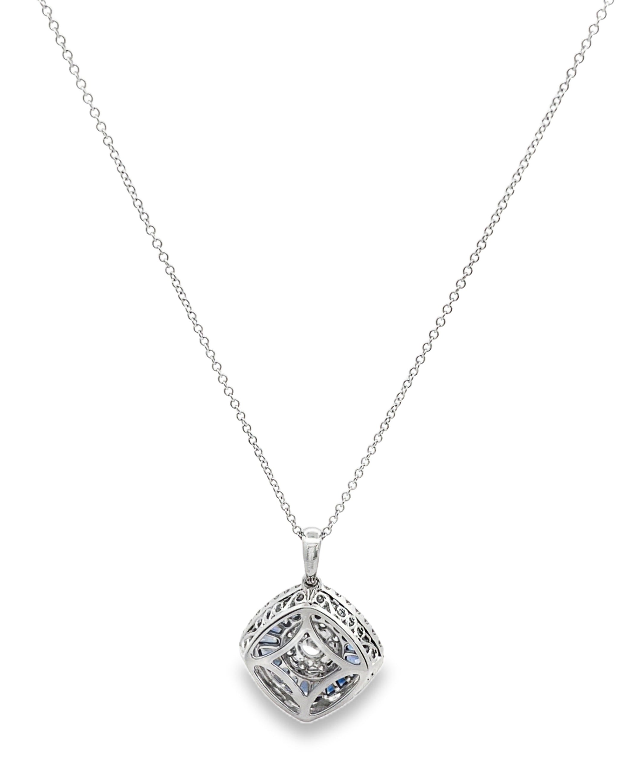 Simon G. LP4799 18K White Gold Sapphire and Diamond Necklace