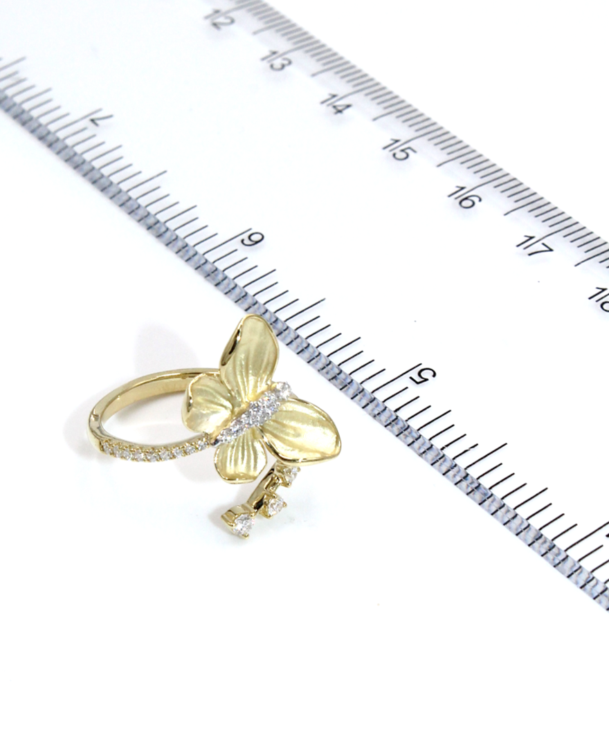 Simon G. LR2767 Butterfly Bypass Ring with Diamonds