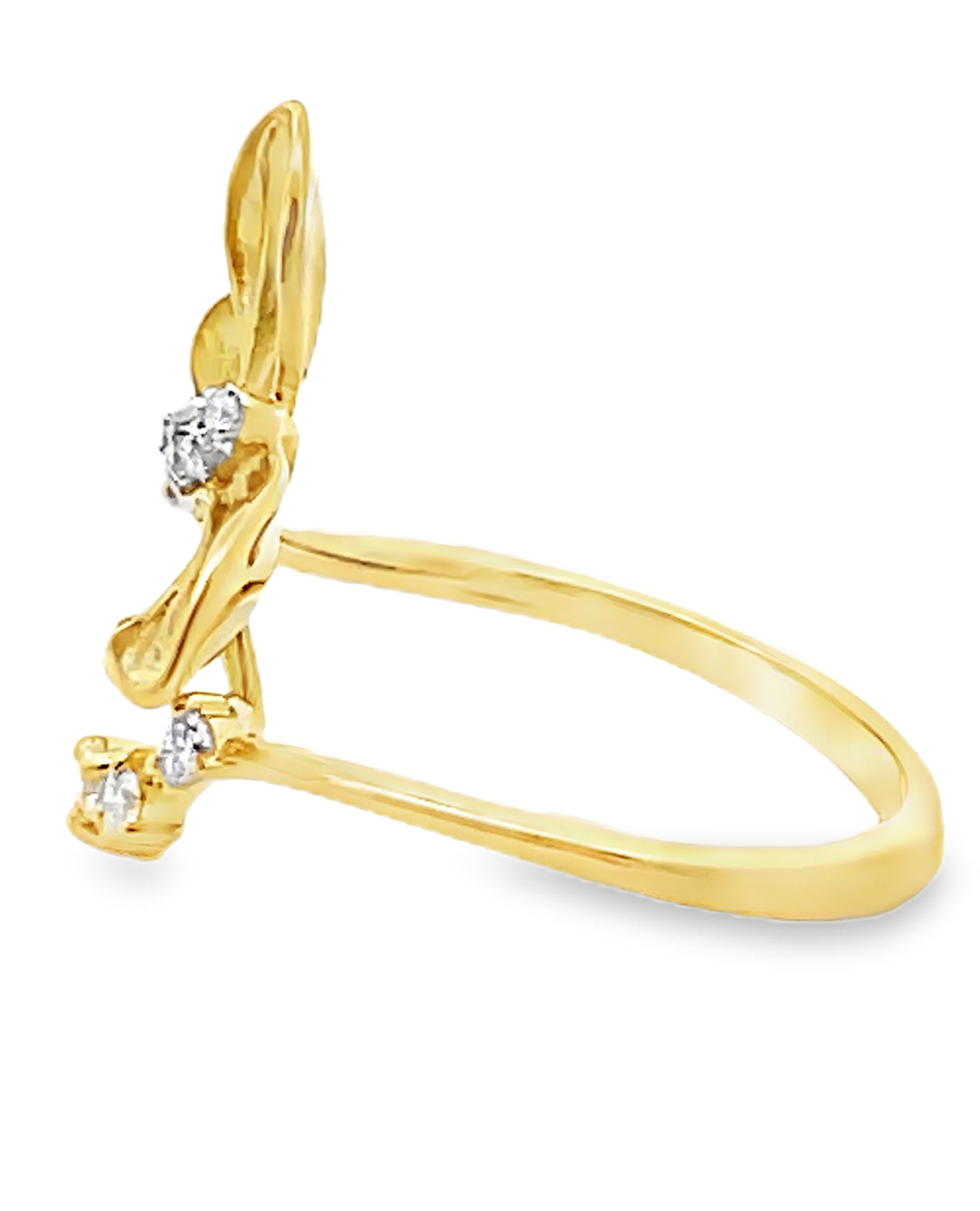 Simon G. LR2767 Butterfly Bypass Ring with Diamonds