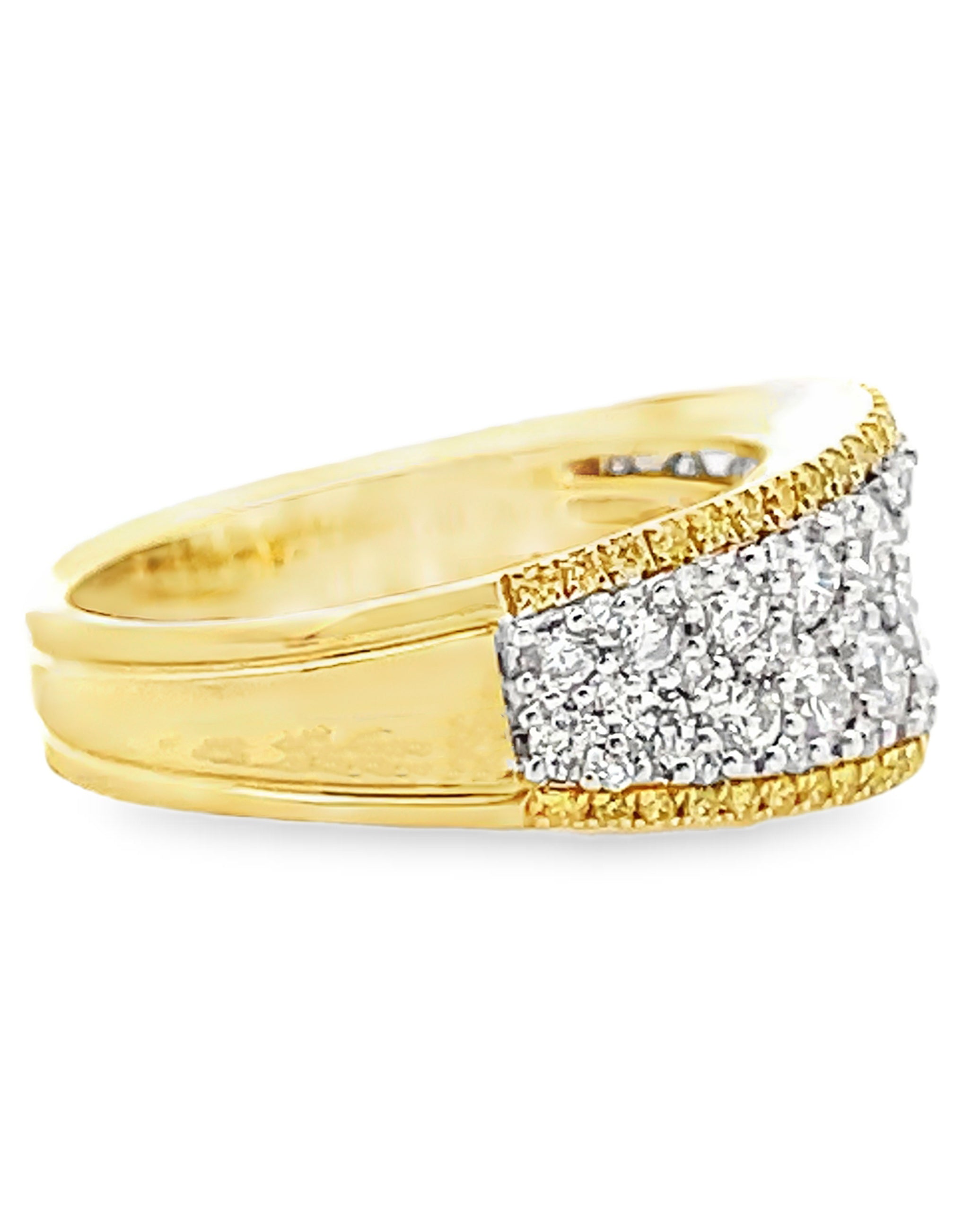 Simon G. LR3214 18K Two Tone Yellow and White Diamond Band