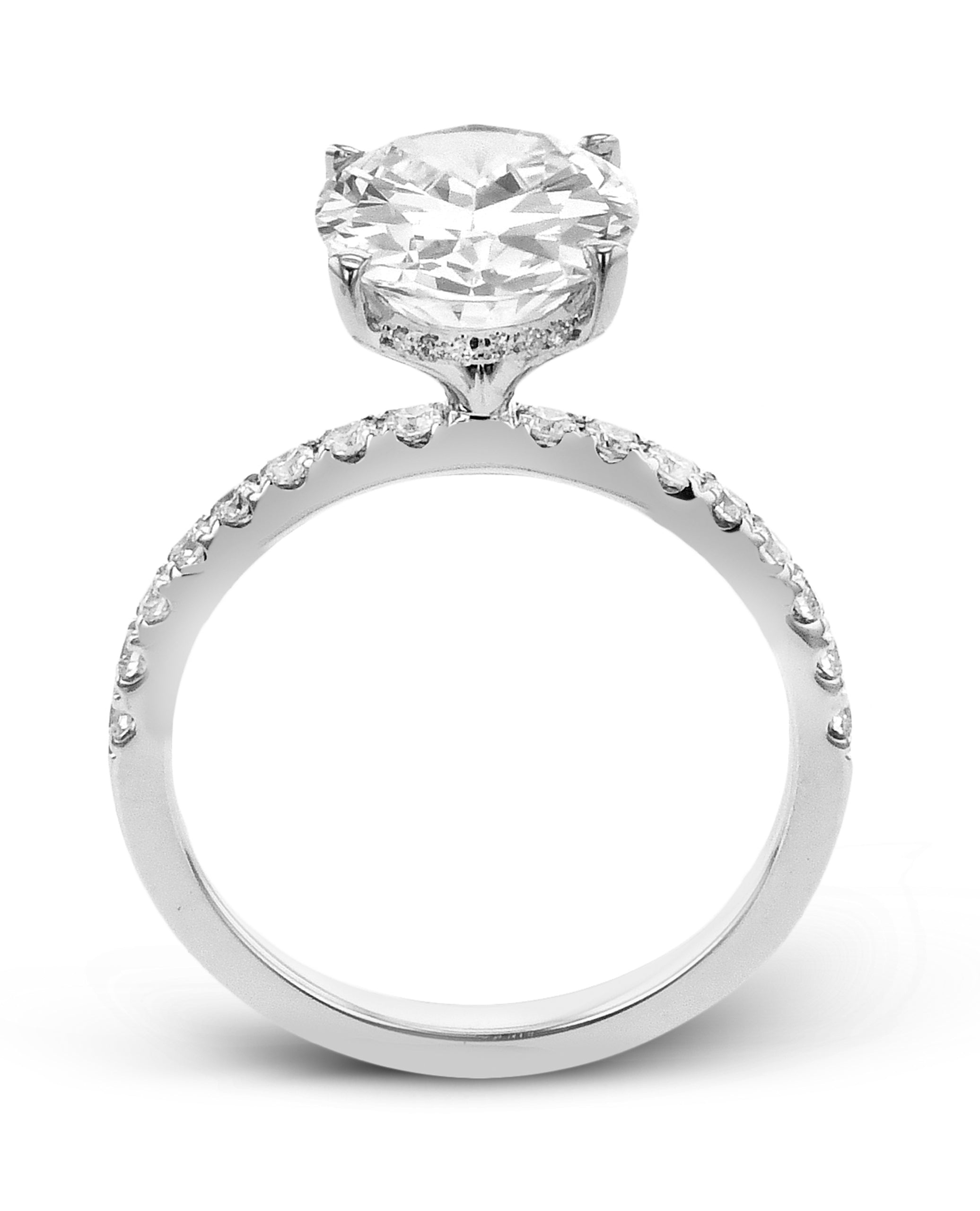 Simon G. LR3295 18K White Gold Oval Hidden Halo Engagement Ring