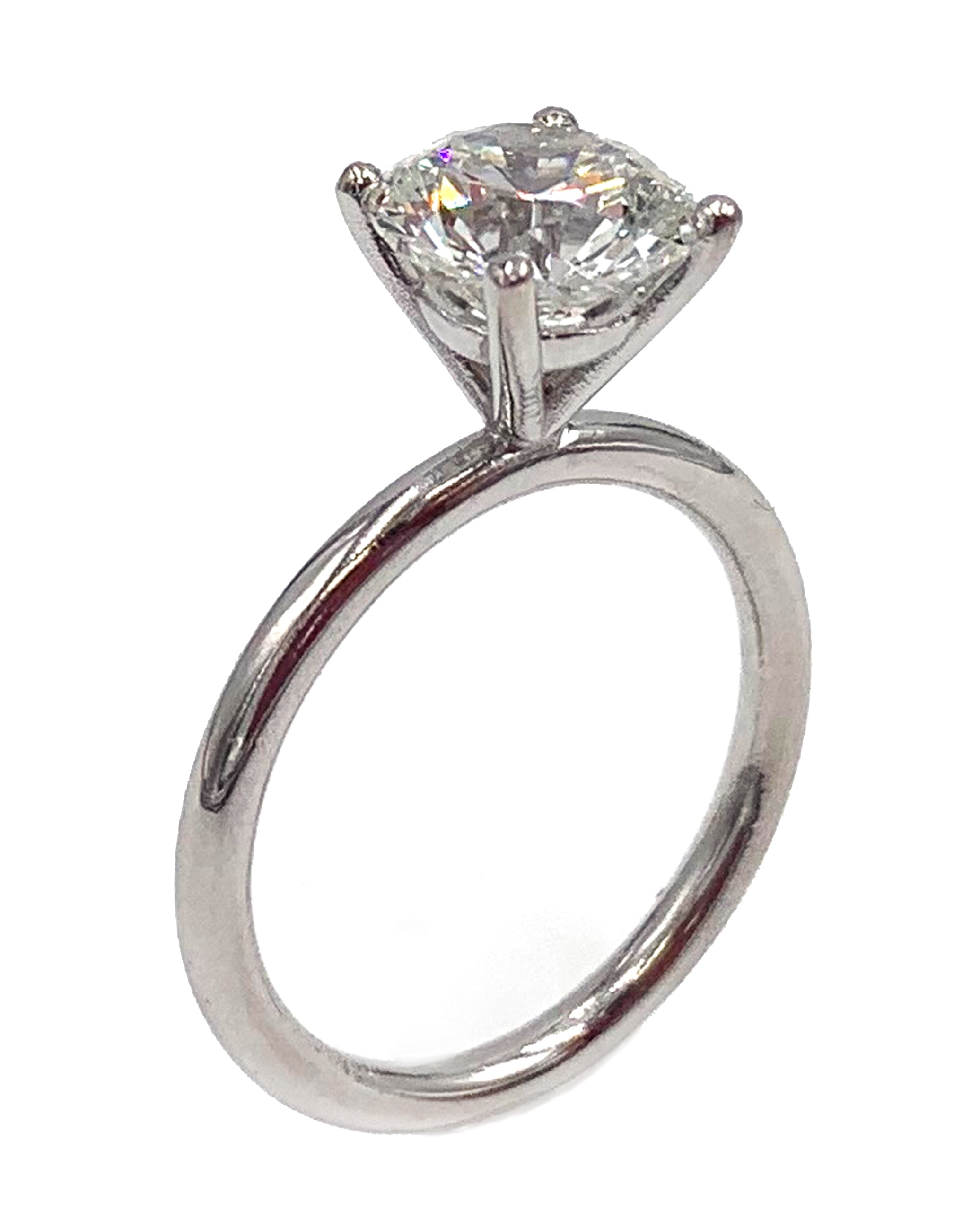 14K White Gold 4 Prong Solitaire Engagement Ring