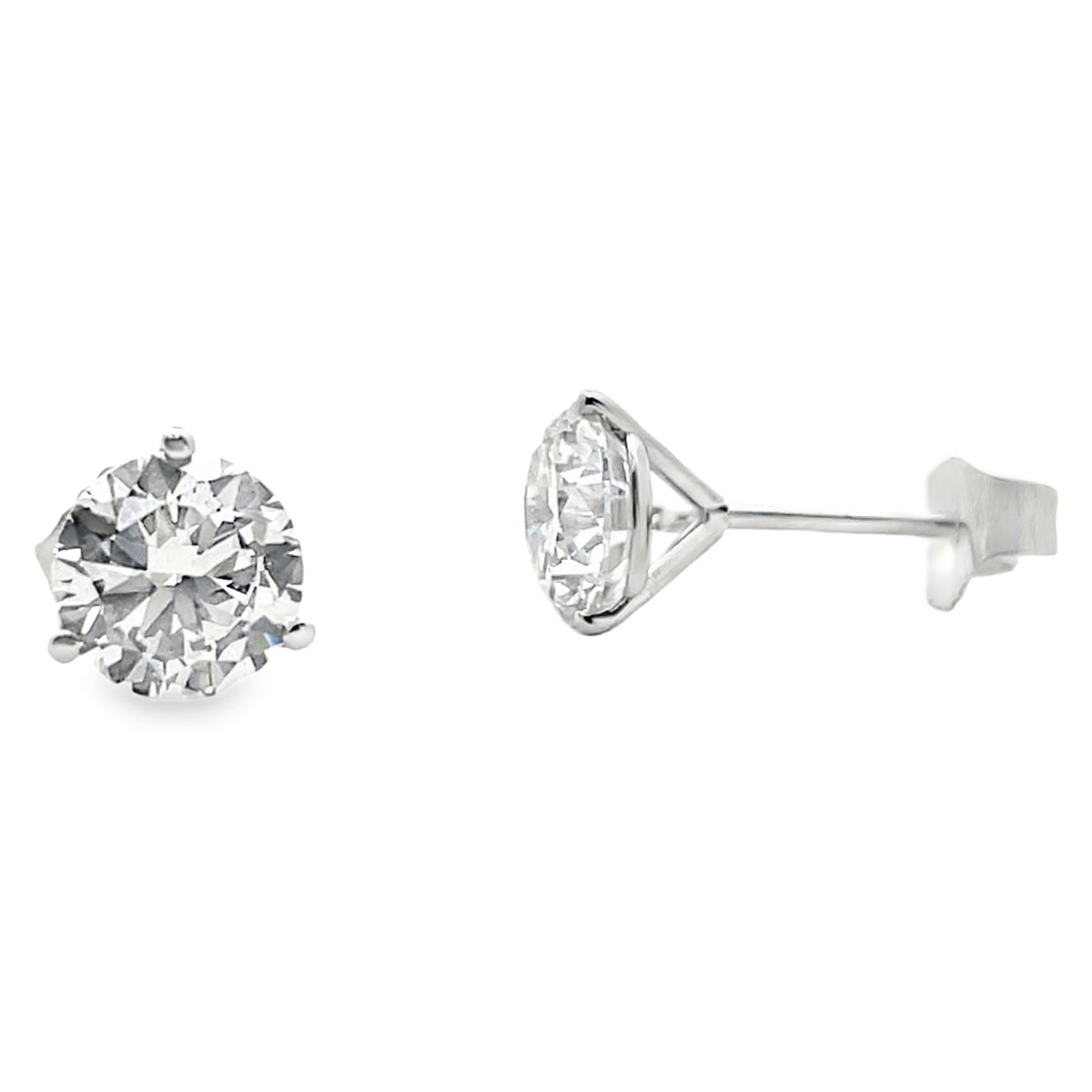 14K White Gold Lab Grown Diamond Stud Earrings - 2.00 Carats