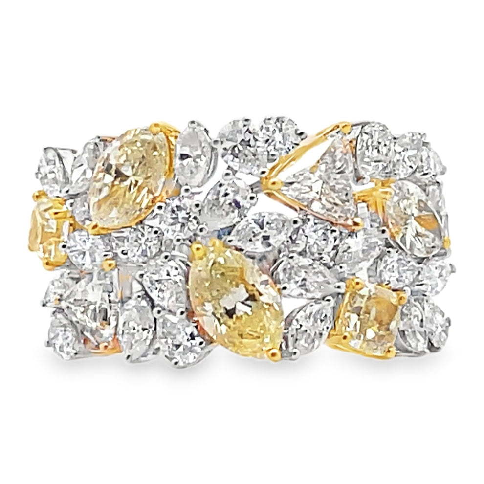 18K Two Tone Fancy Shaped Yellow & White Diamond Ring