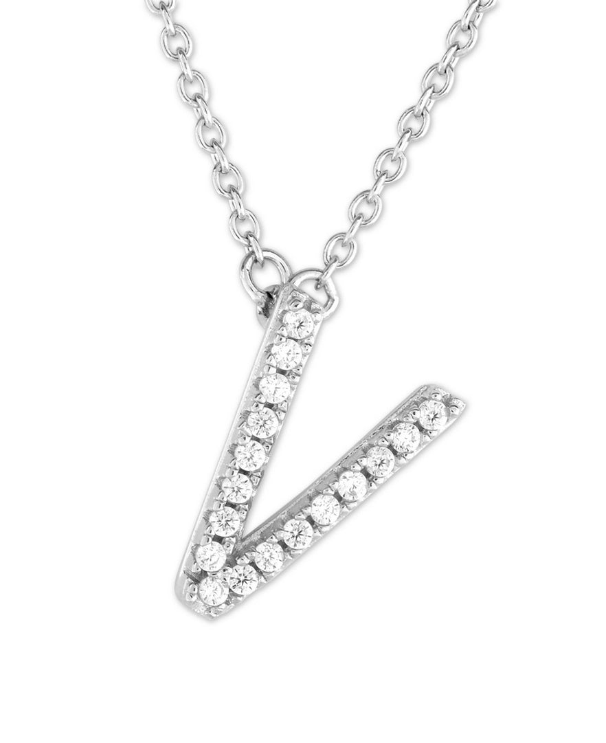 Sterling Silver Letter "V" Initial Necklace