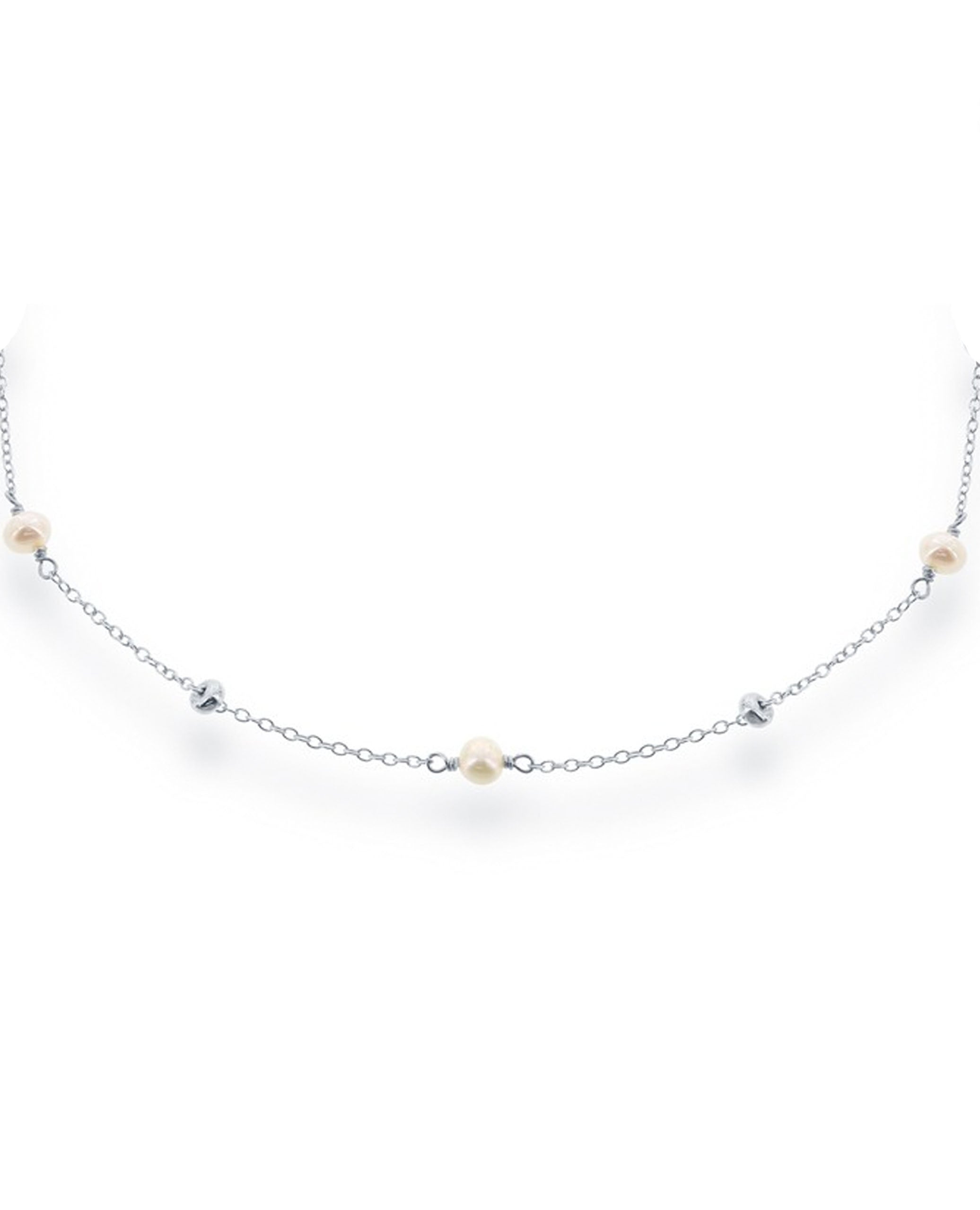Sterling Silver and Freshwater Pearl Choker Necklace
