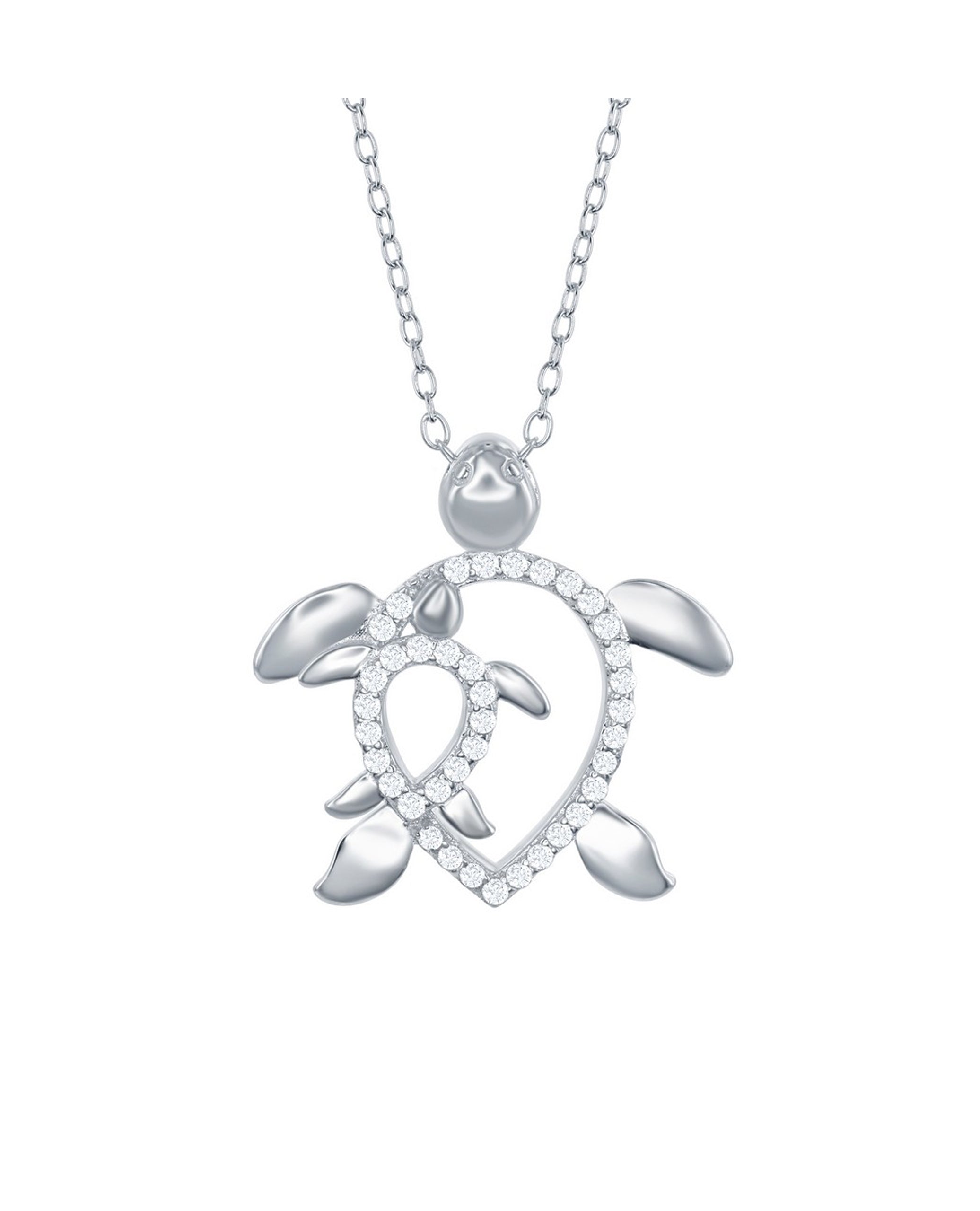 Sterling Silver Turtle with Baby Necklace