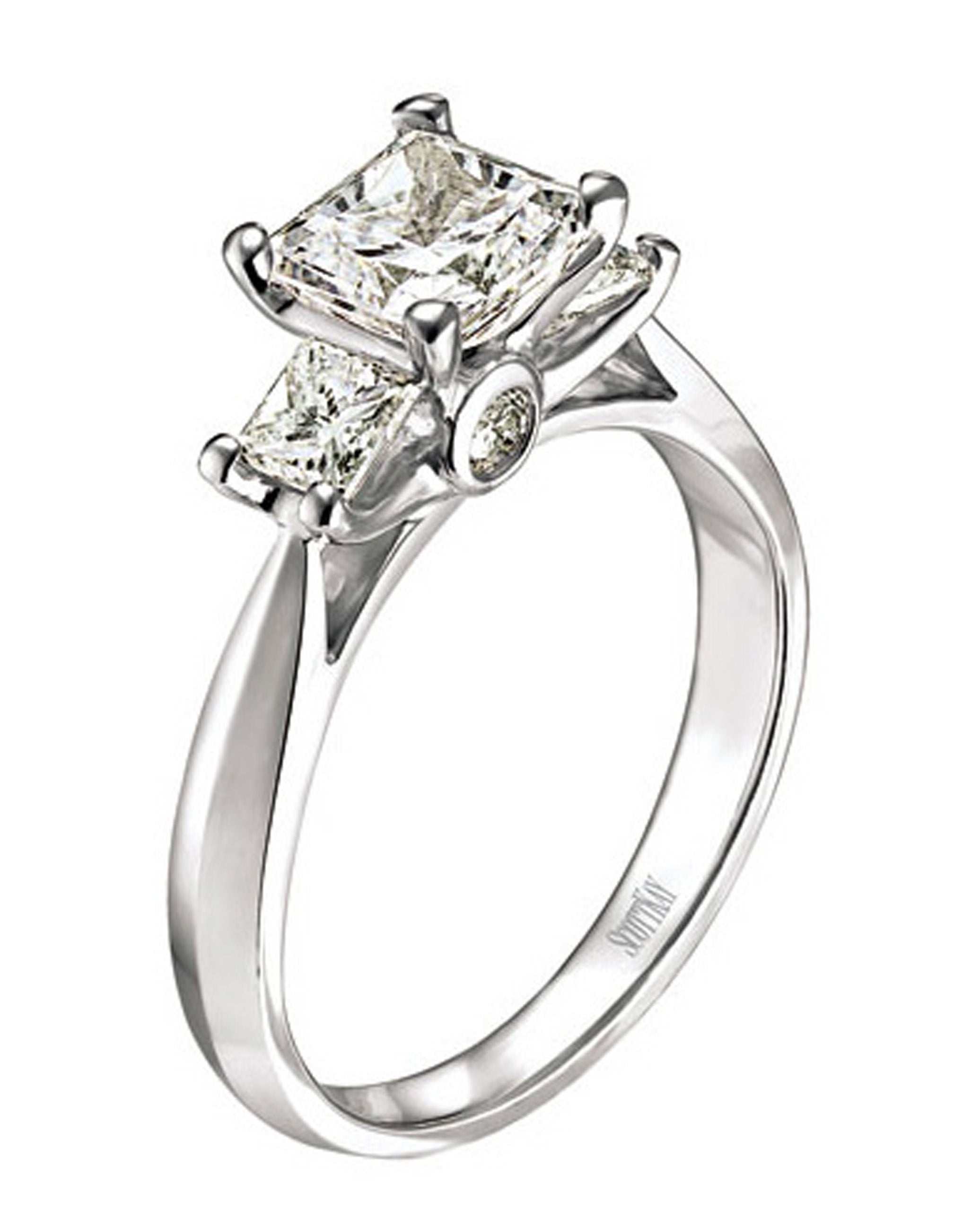Scott Kay Platinum "Crown" Three Stone Engagement Ring