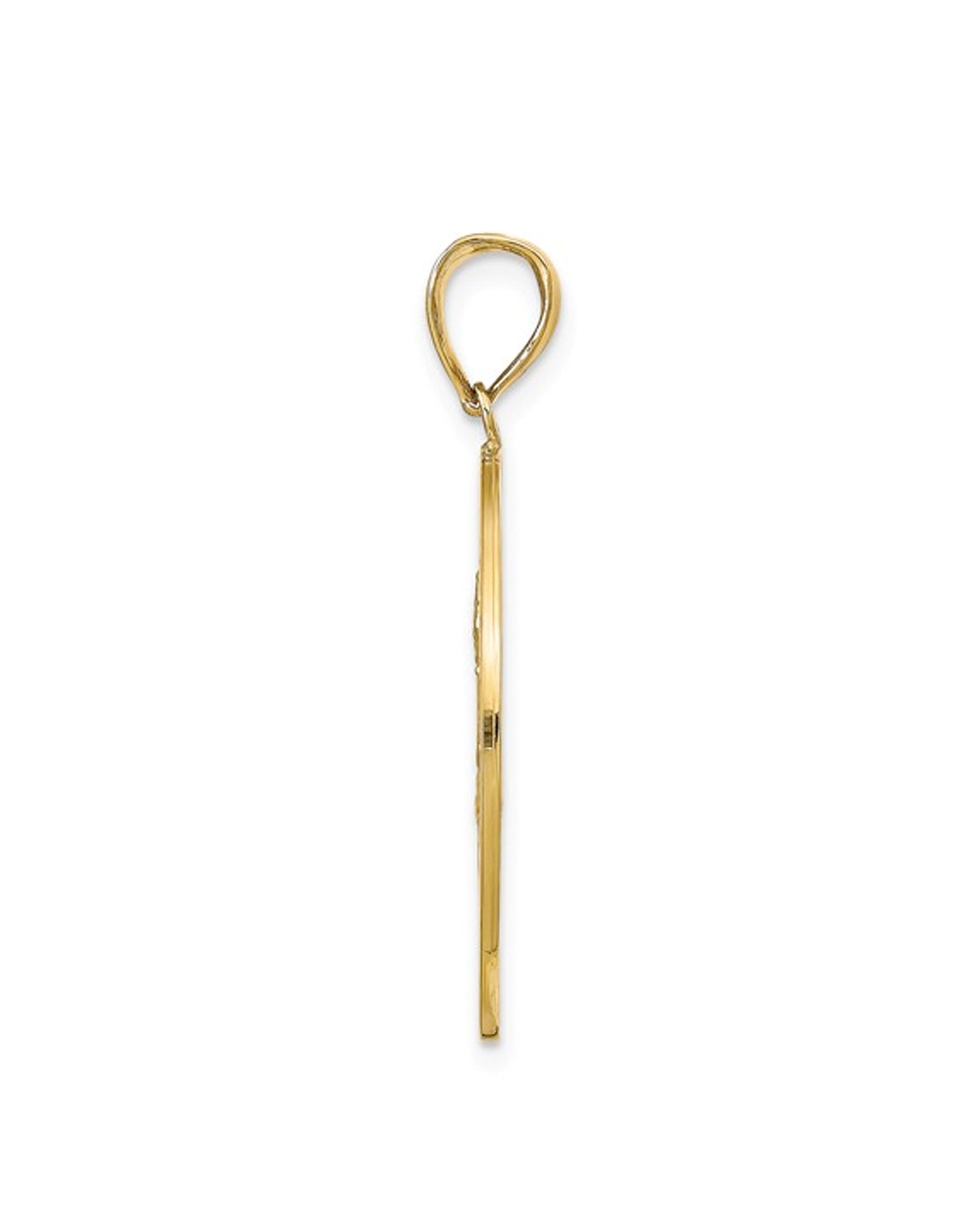 14K Yellow Gold St Christopher Round Medal Charm Pendant