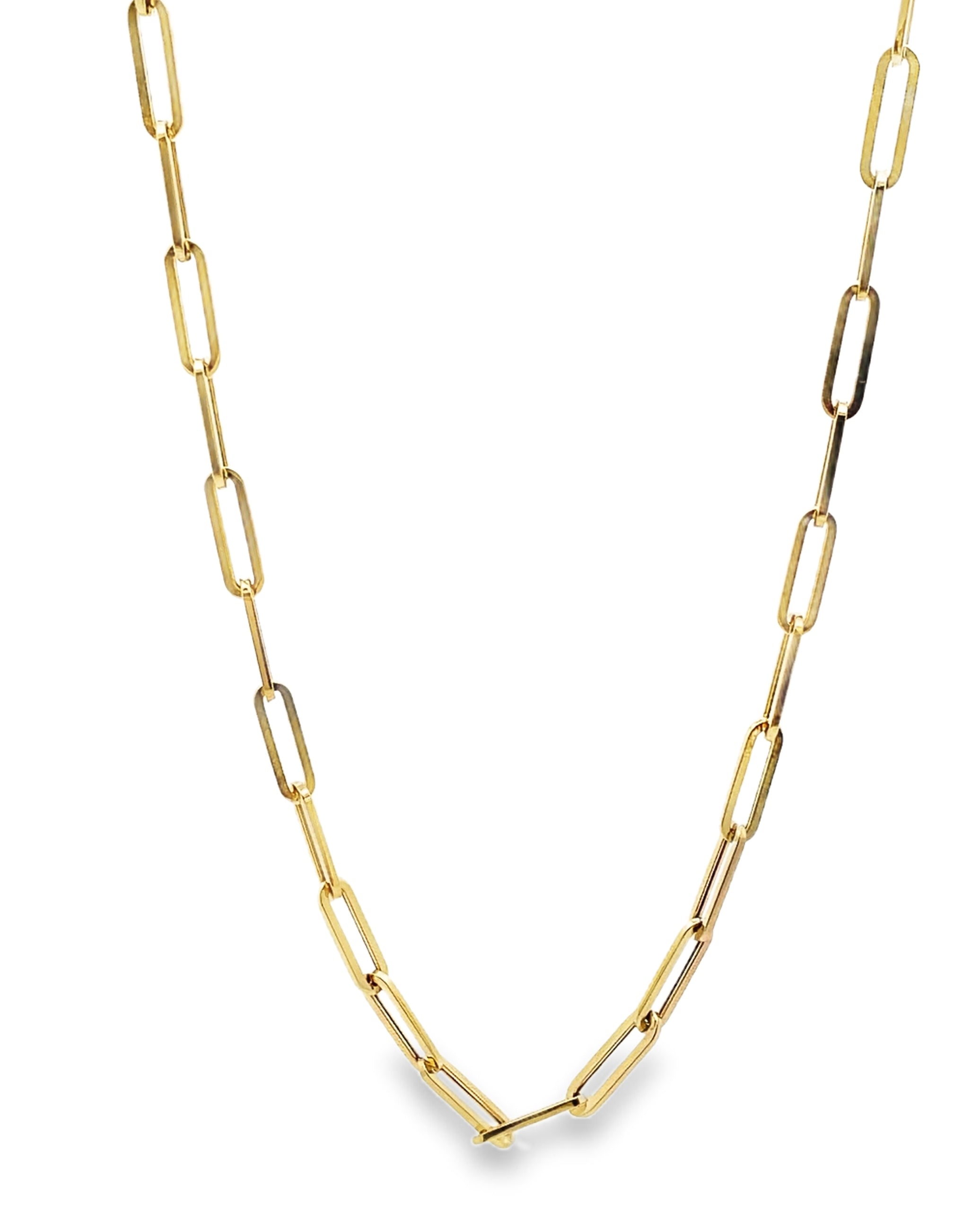 14K Yellow Gold 16" Paperclip Chain Necklace