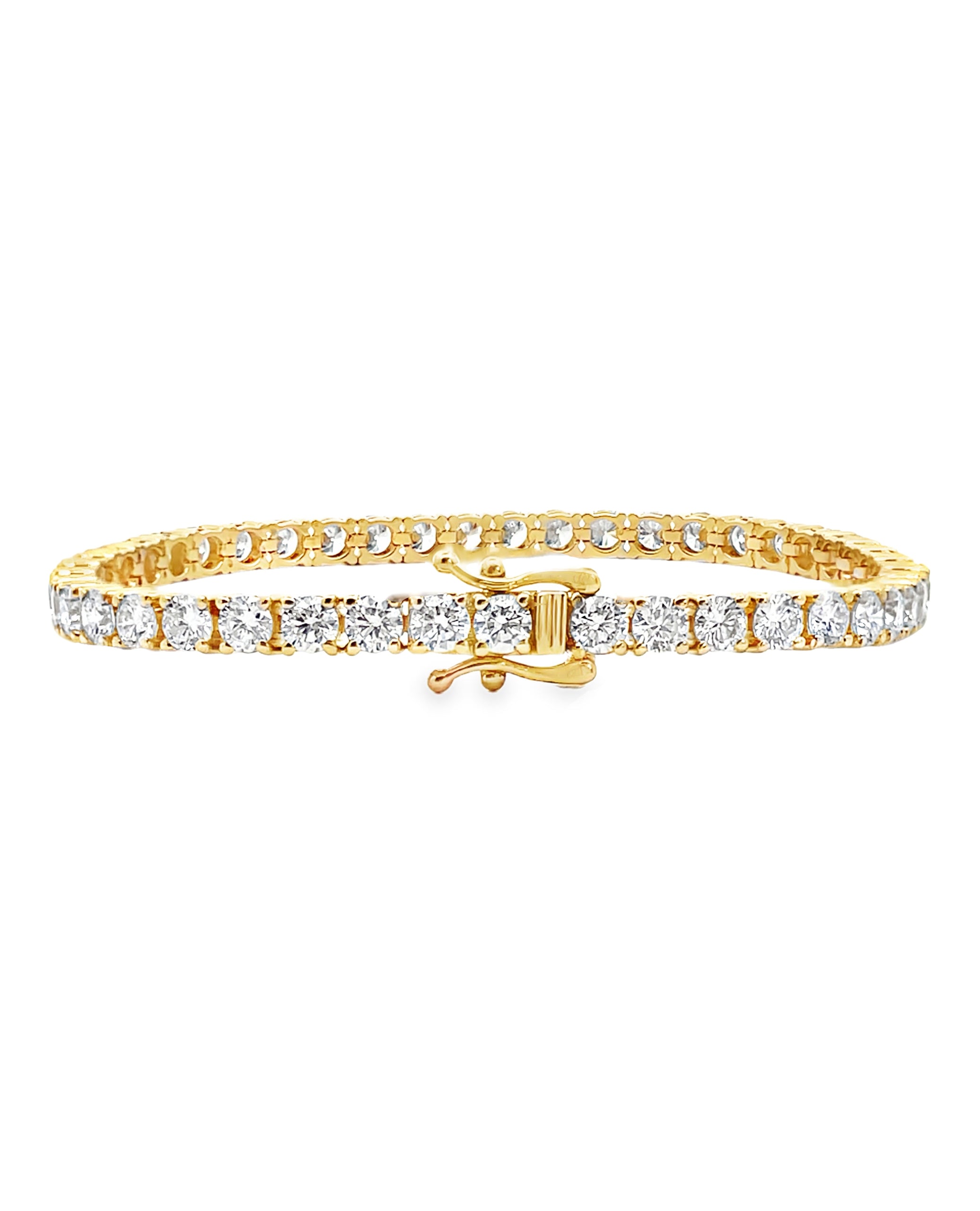 14K Yellow Gold Lab Grown Round Diamond 8.60 Carat Tennis Bracelet