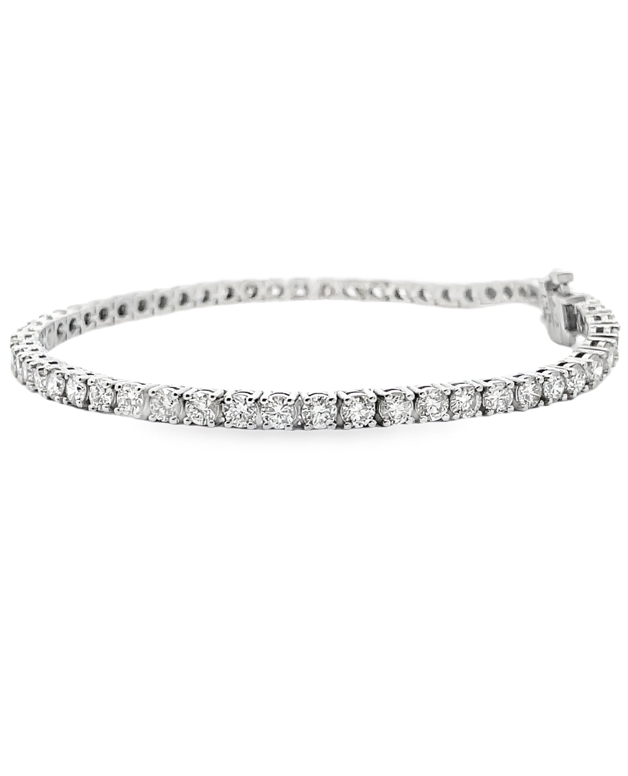14K White Gold Lab Grown Round Diamond 5.25 Carat Tennis Bracelet