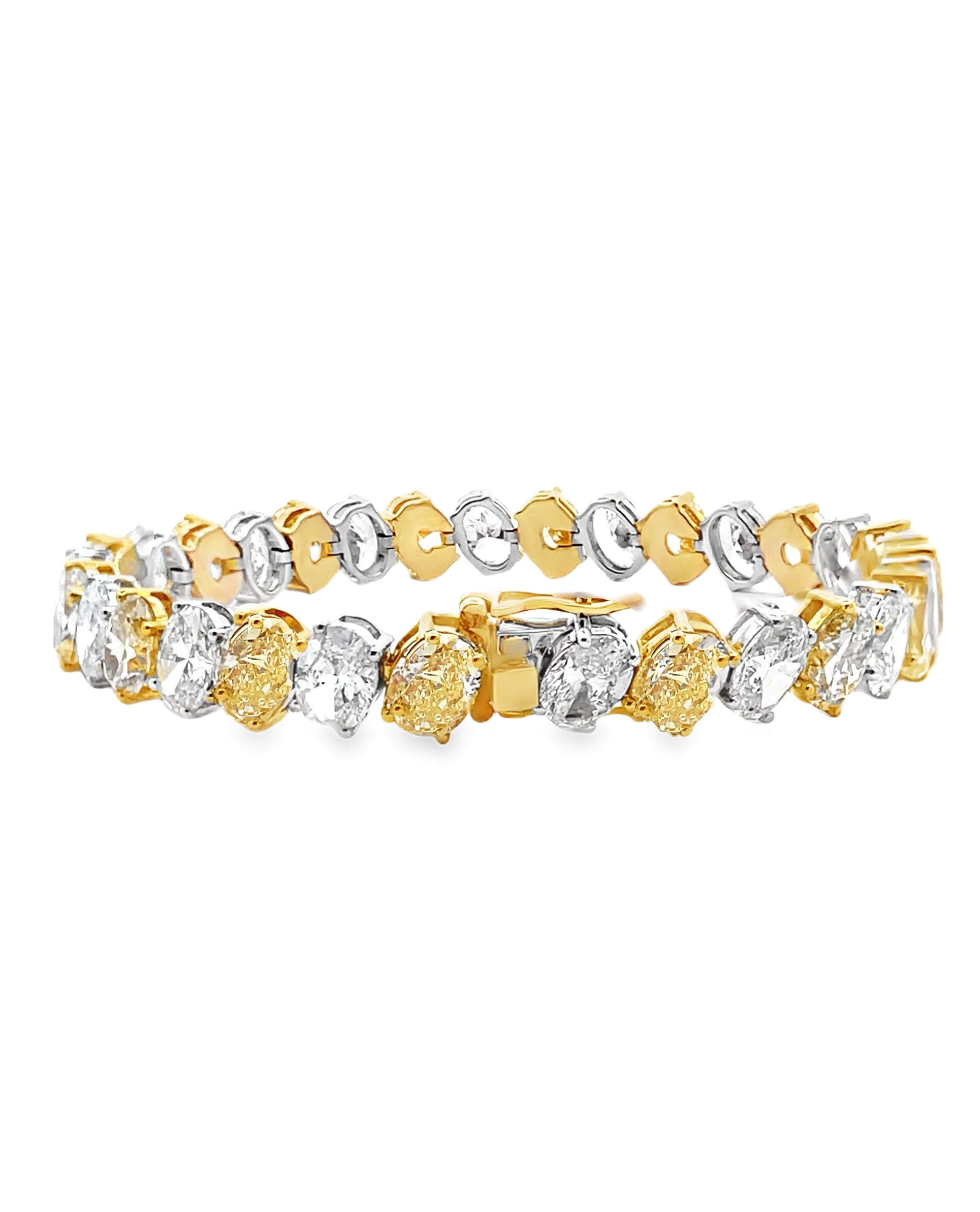 18K Yellow and White Gold Yellow and White Lab Grown Diamond Tennis Bracelet
