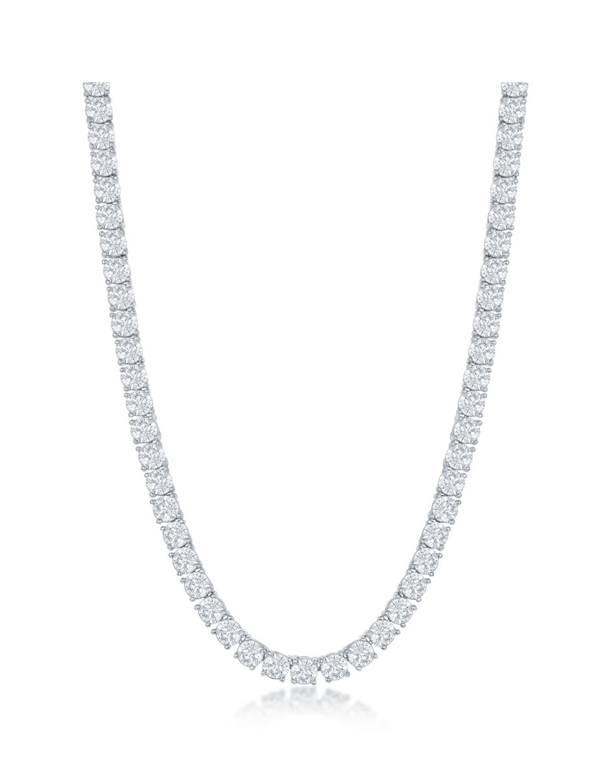 Sterling Silver 4mm Cubic Zirconia Tennis Necklace