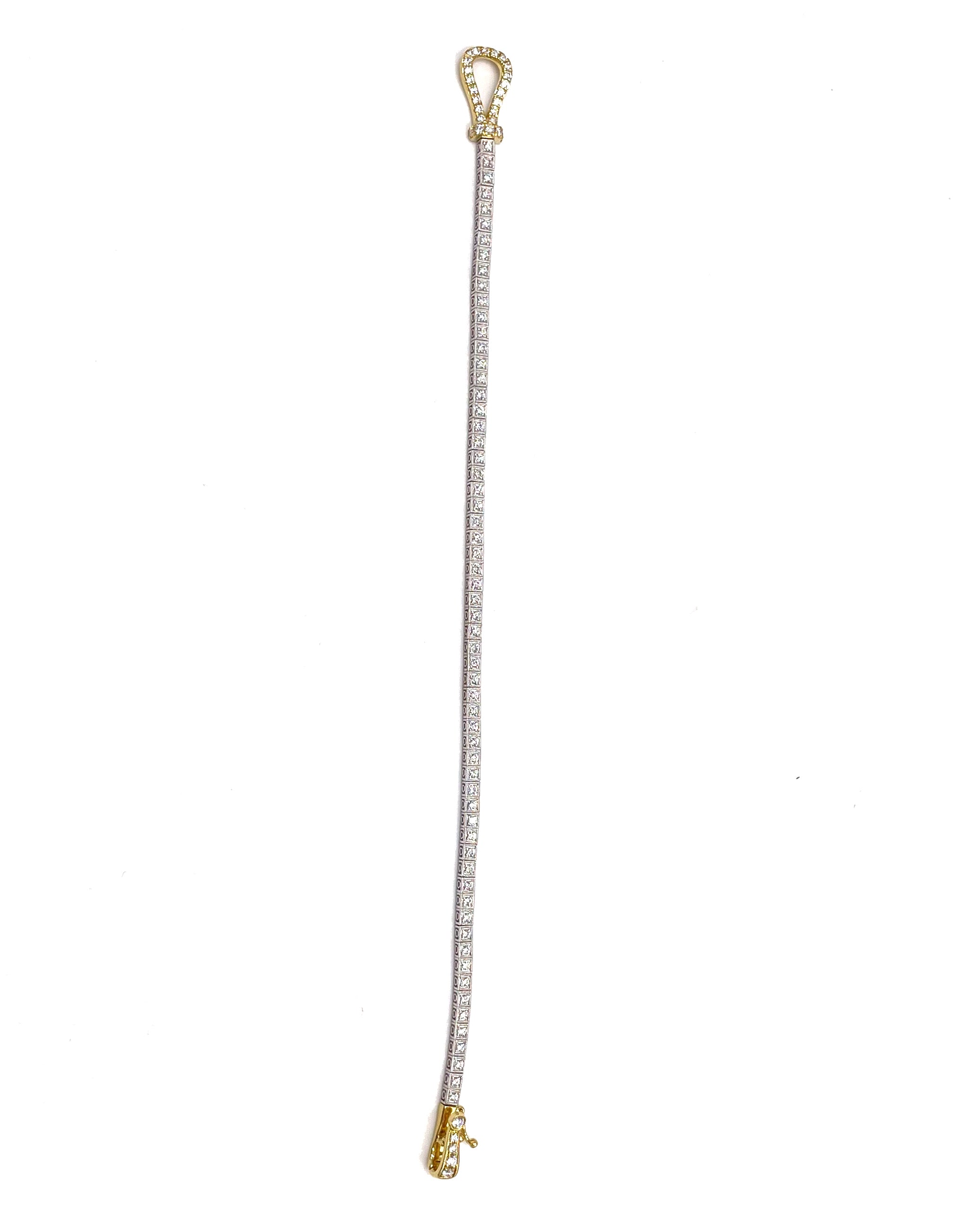 Simon G. MB1733-Y 18K Two Tone Gold Diamond Buckle Tennis Bracelet