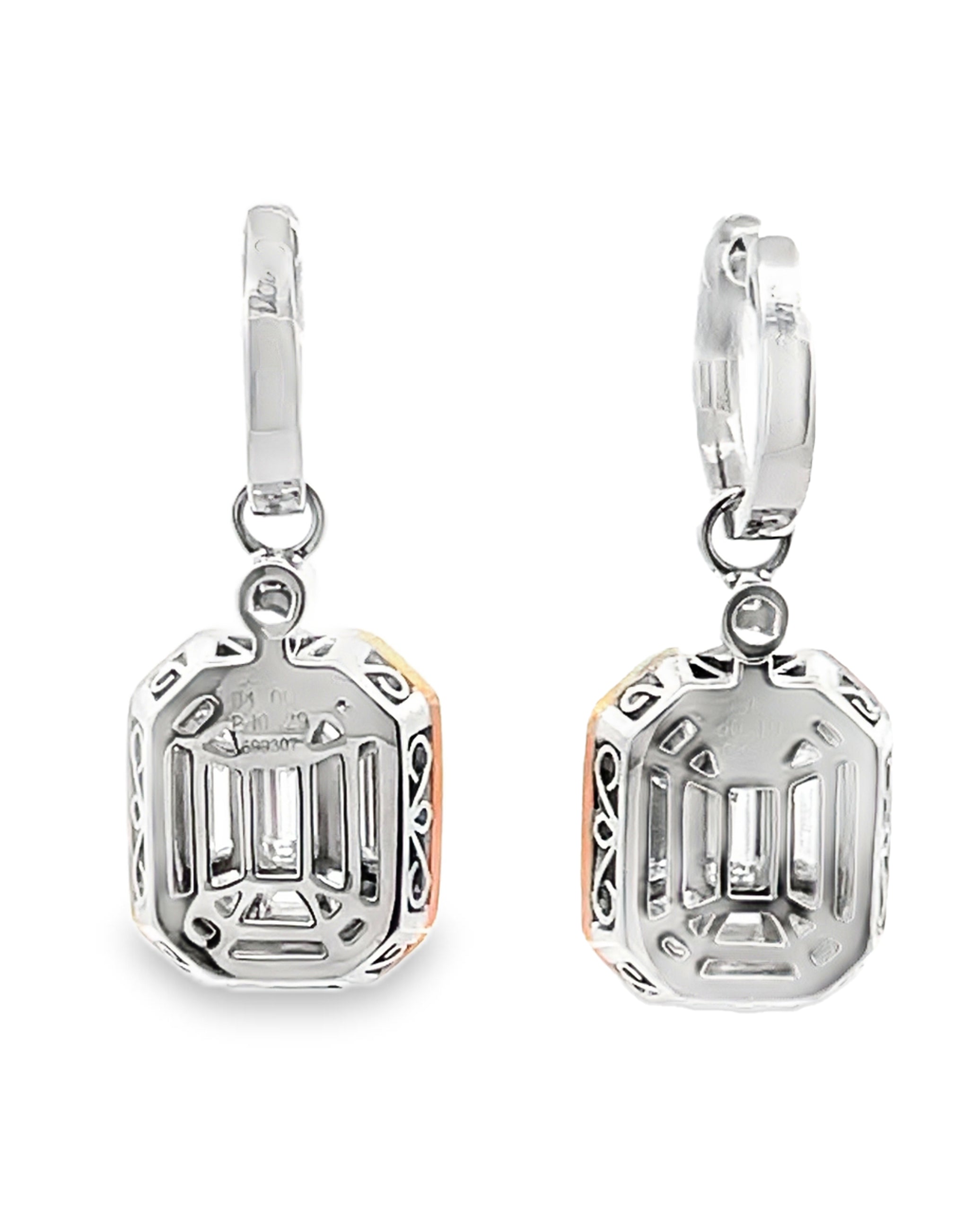 Simon G. ME2061 18K White & Rose Gold Pink & Mosaic Diamond Drop Earrings