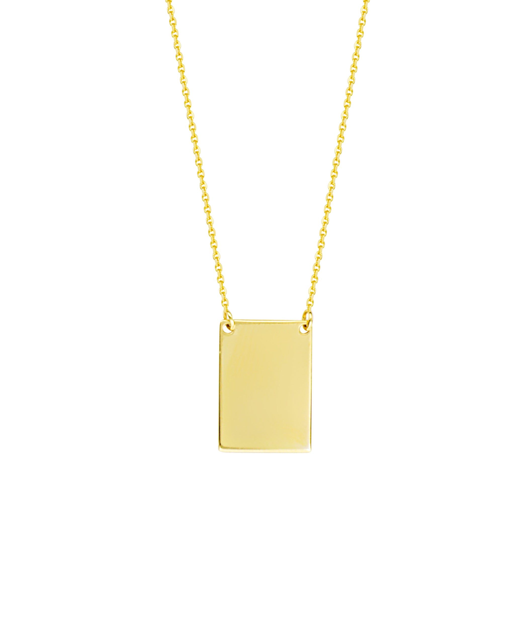 14K Yellow Gold Rectangle Engravable Necklace