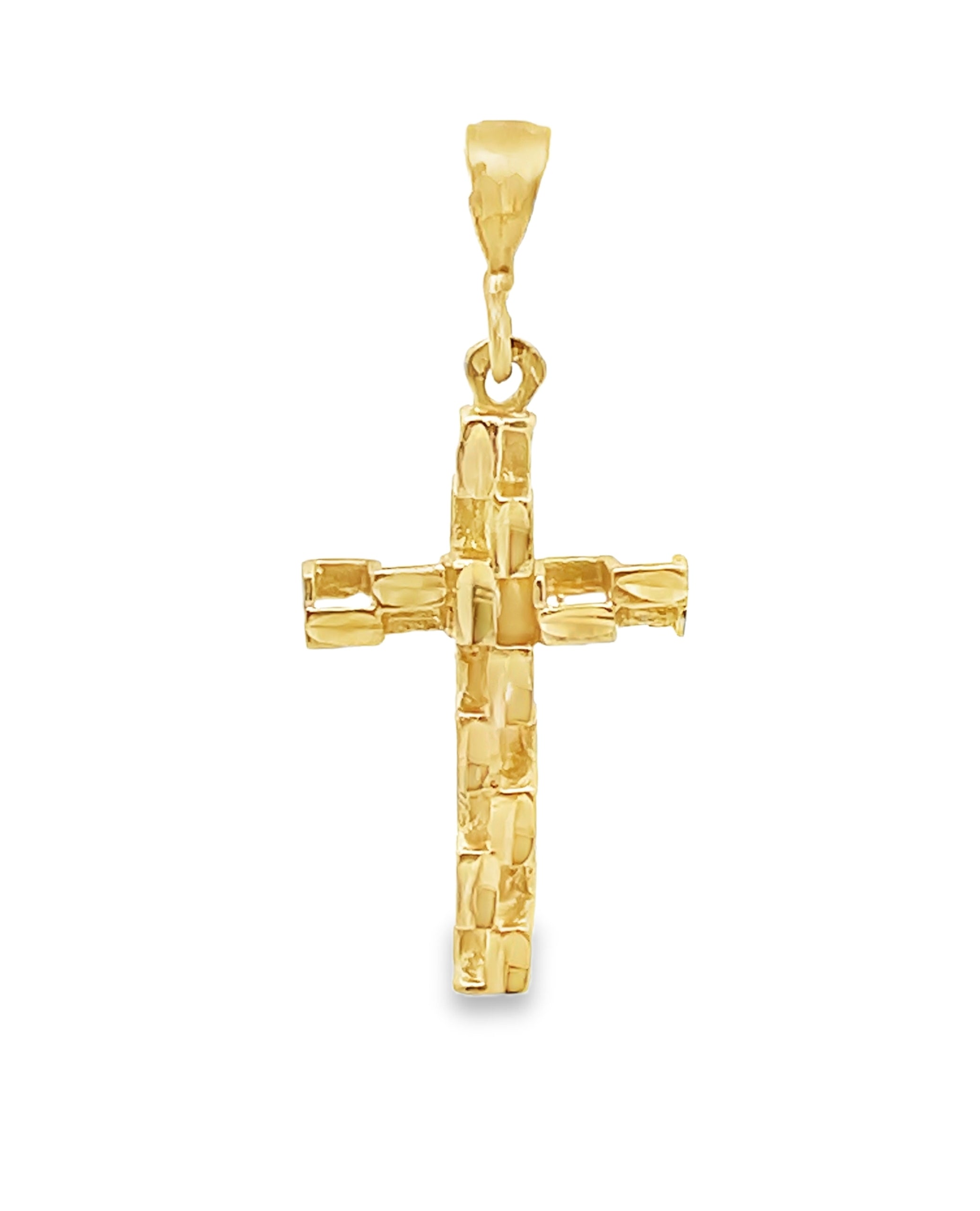 14K Yellow Gold Geometric Cross