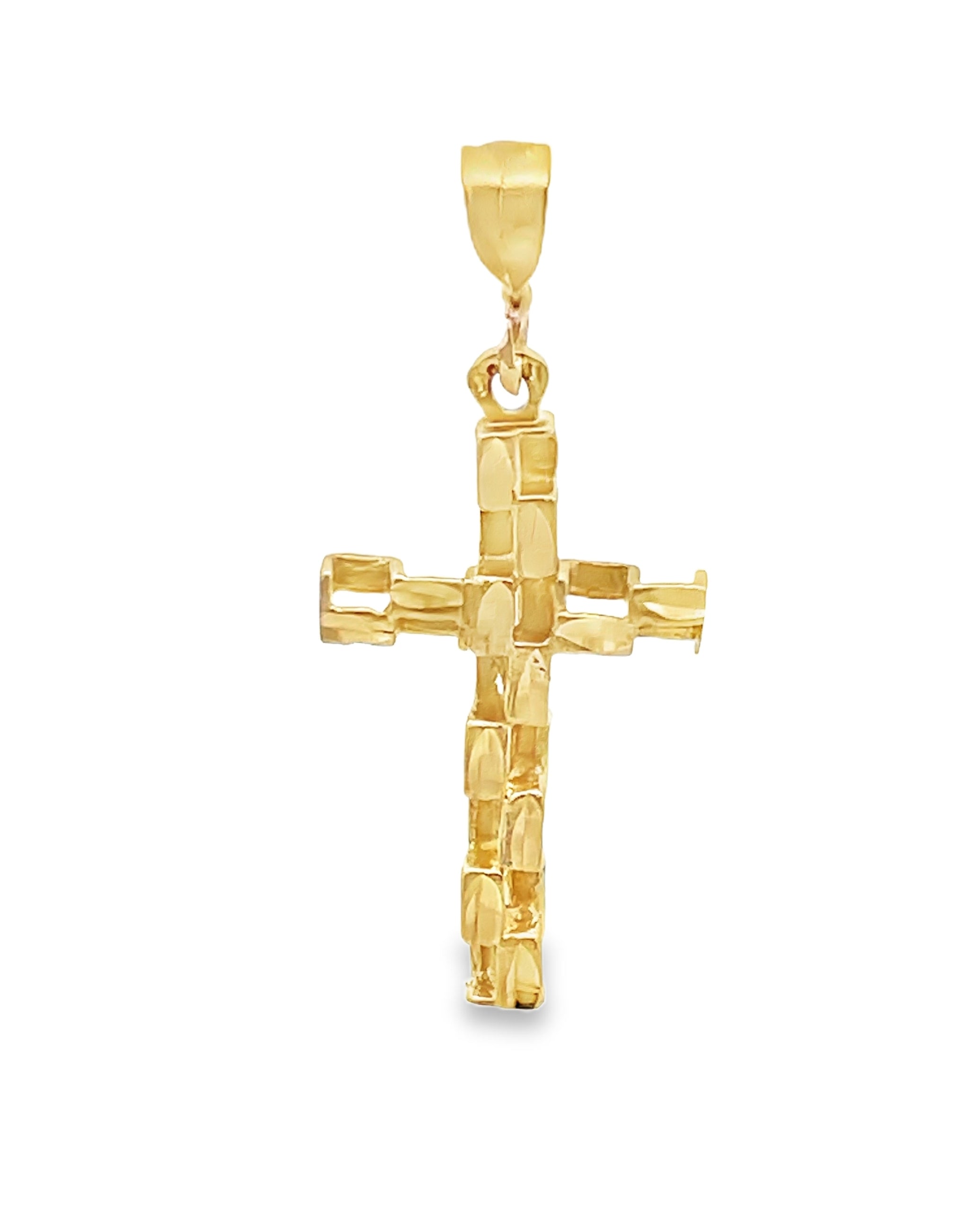 14K Yellow Gold Geometric Cross