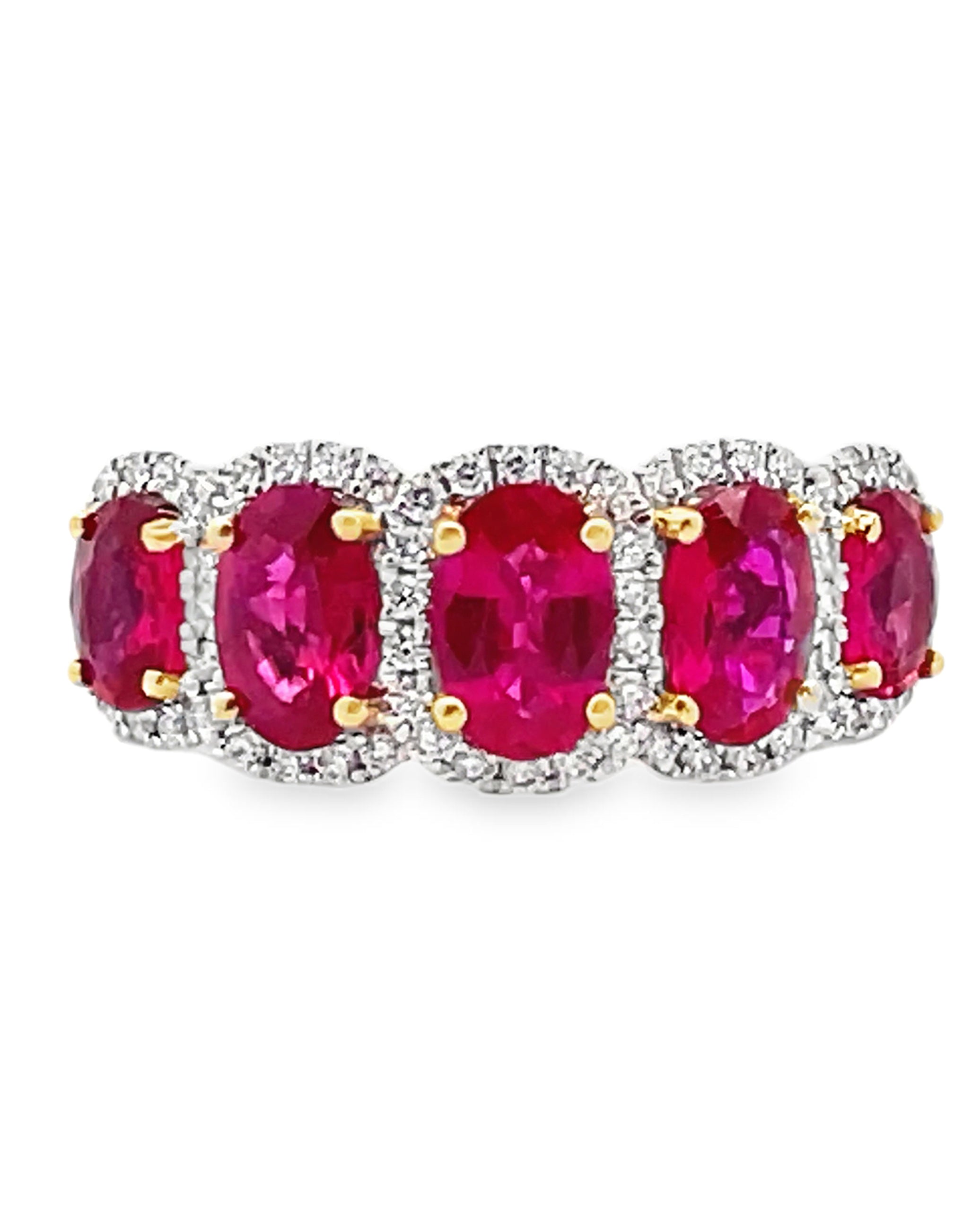 Simon G. MR2744 18K Gold Two Tone Ruby and Diamond Ring
