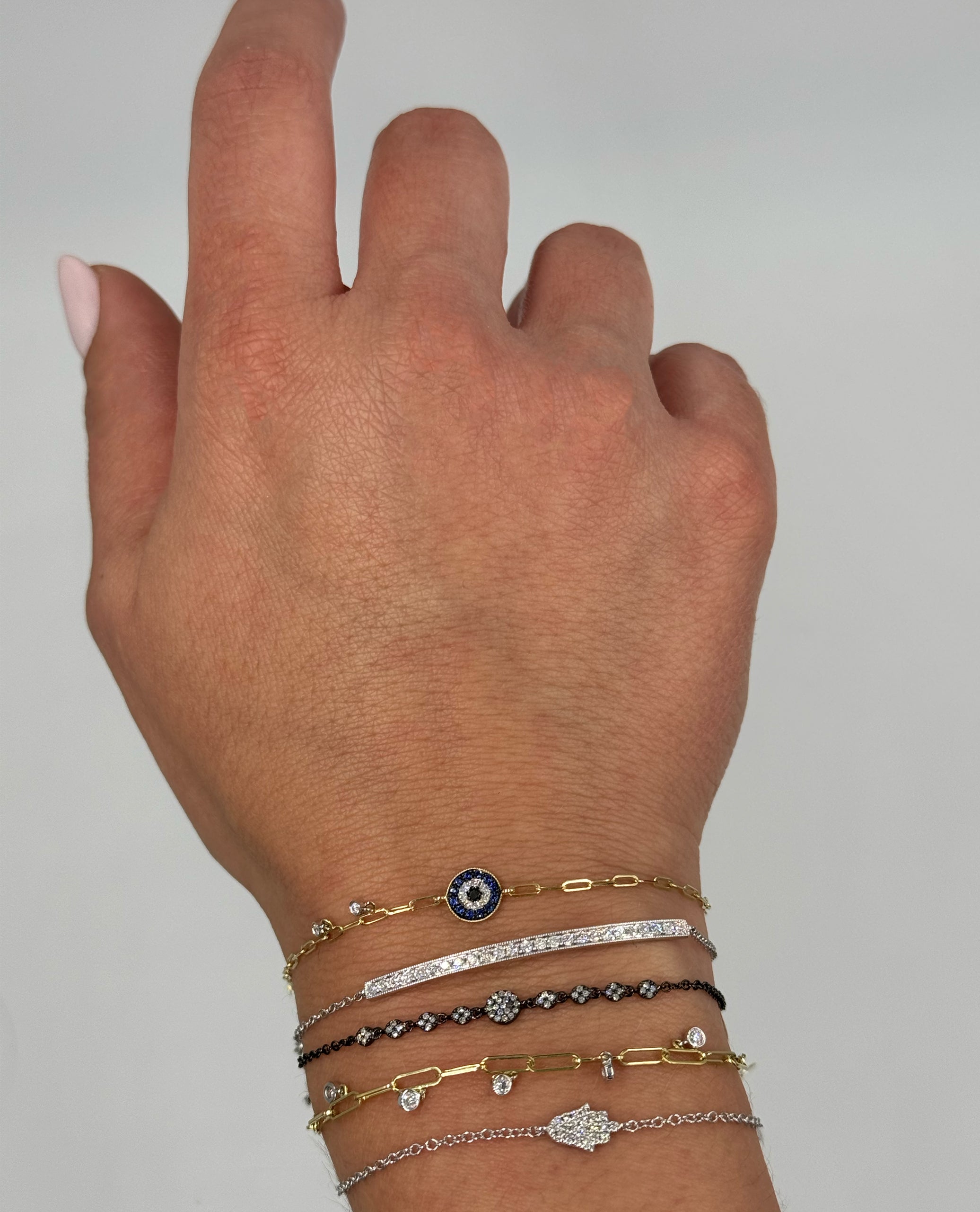 Meira T. 14K White Gold Hamsa Hand Diamond Bracelet