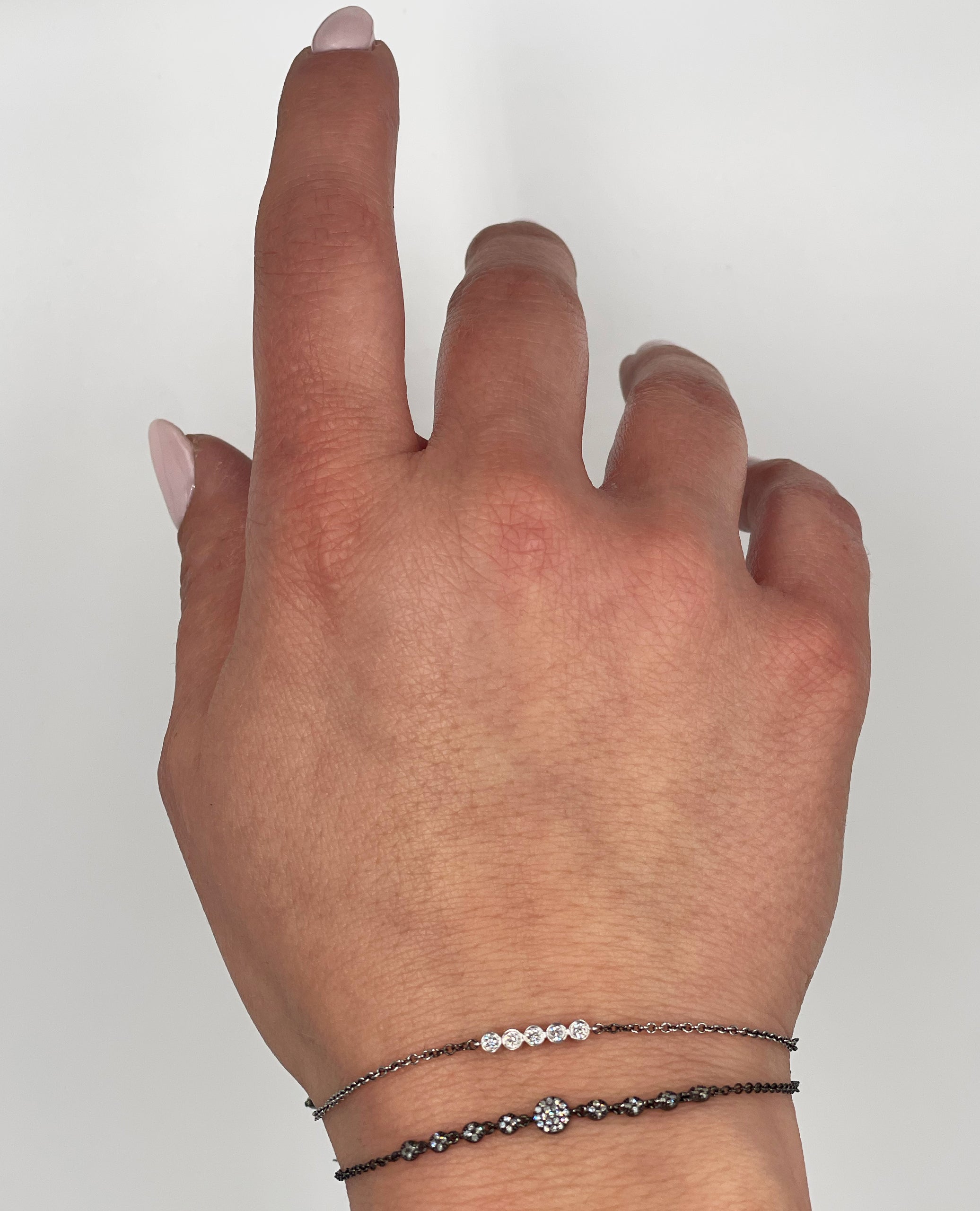 Meira T 1B7137 14K White Gold & Black Rhodium Plated Diamond Bar Bracelet