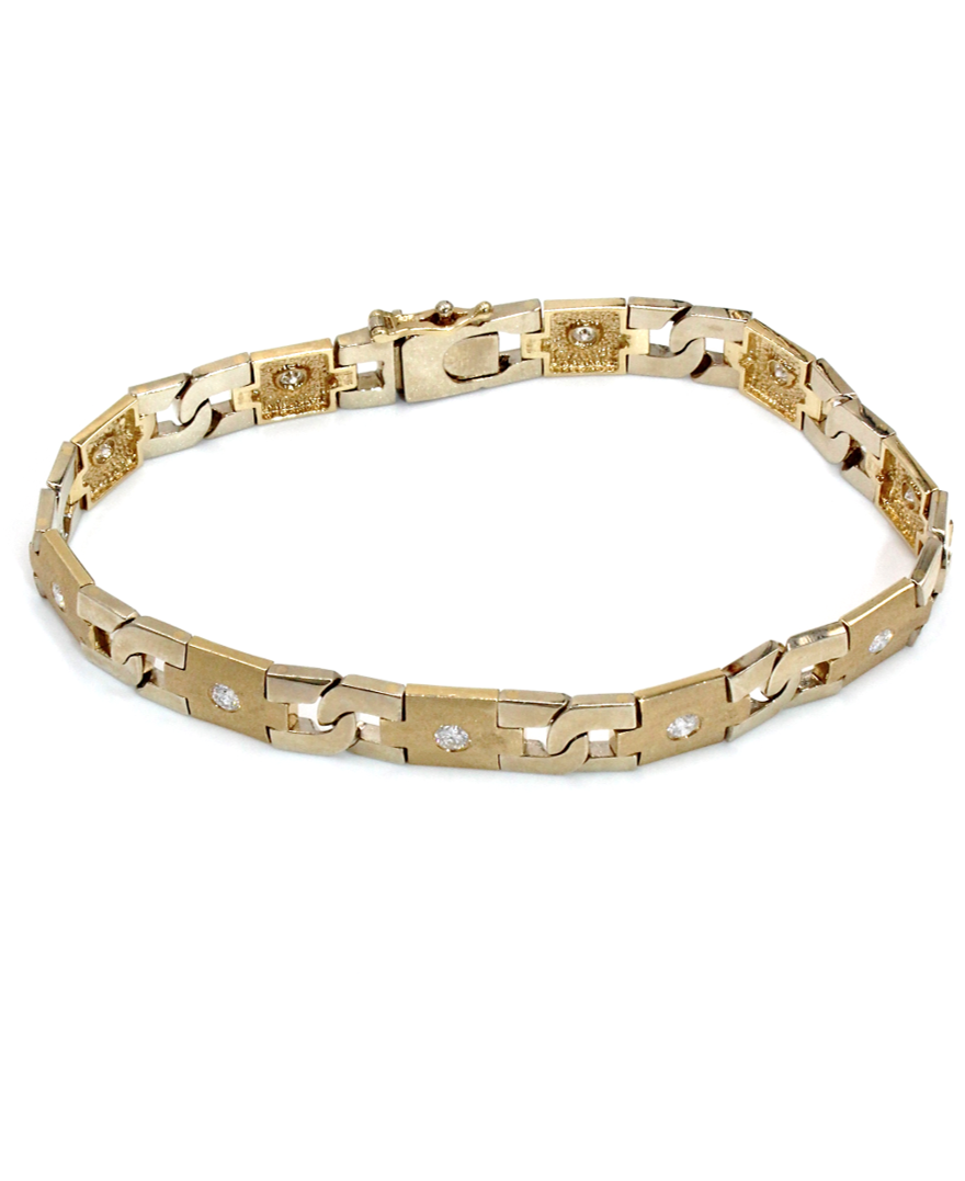 Men's Two Tone Bracelet with Diamonds in 14K Gold