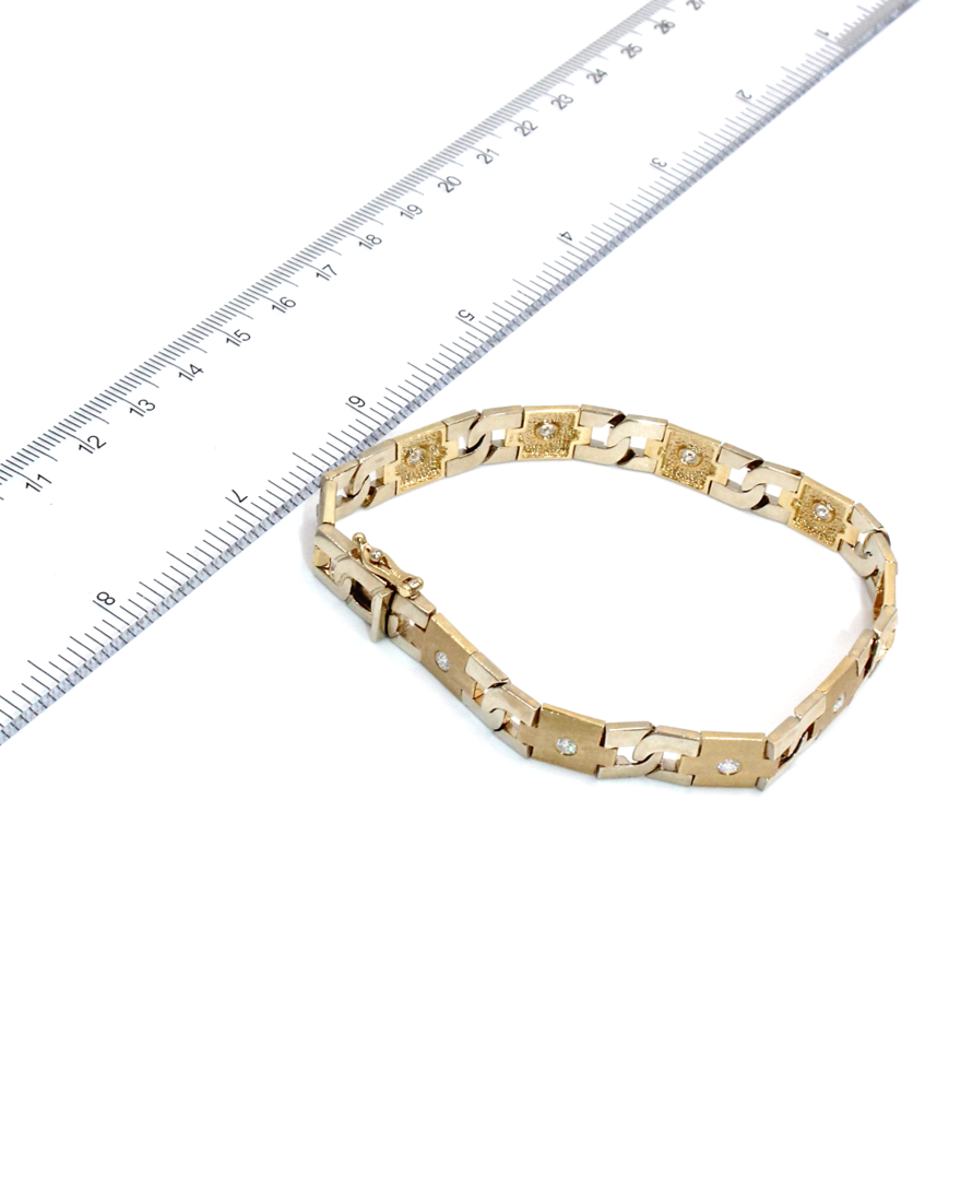 Men's Two Tone Bracelet with Diamonds 0.73 Carats in 14K Gold