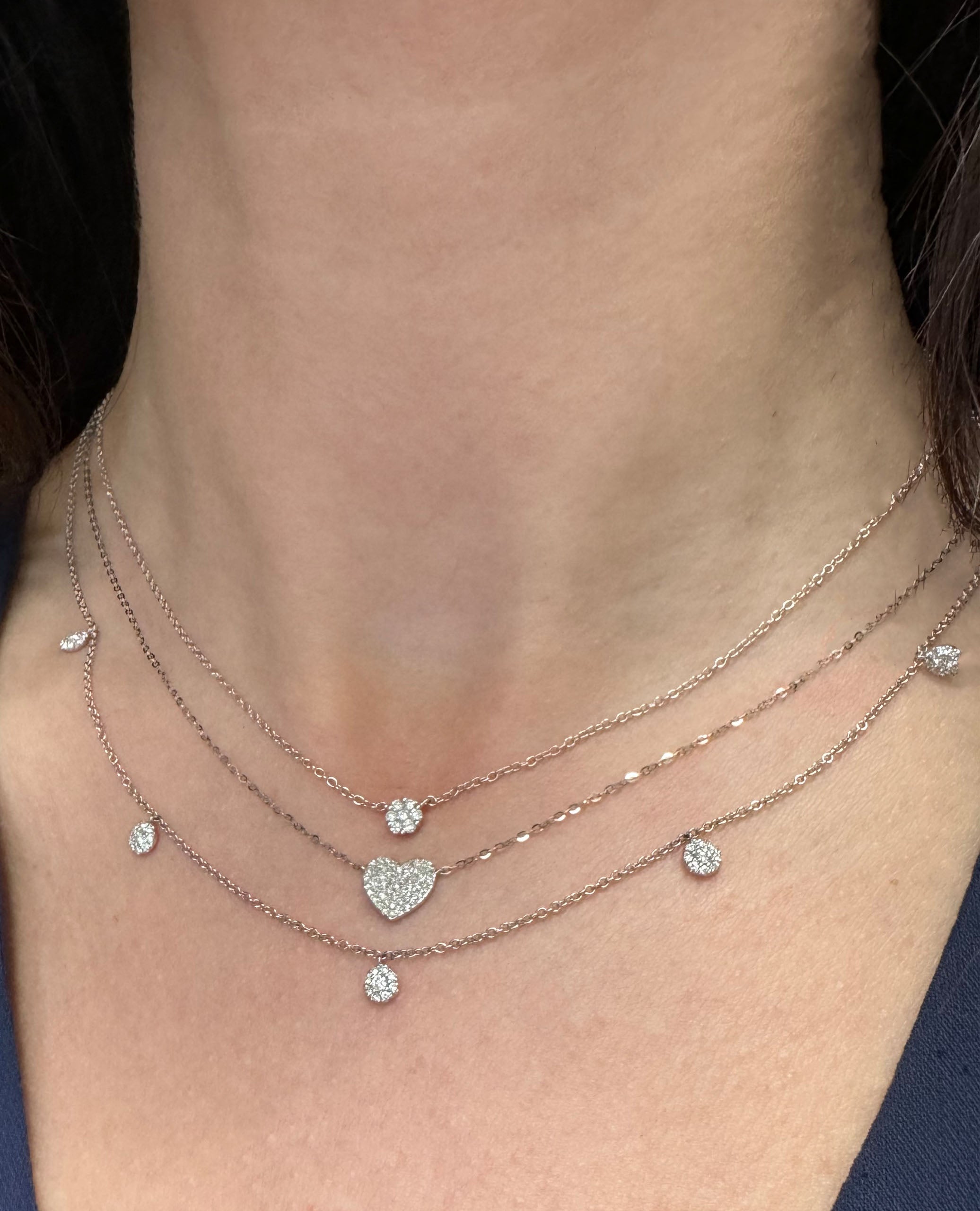 14K Yellow Gold Small Cluster Necklace with Diamonds