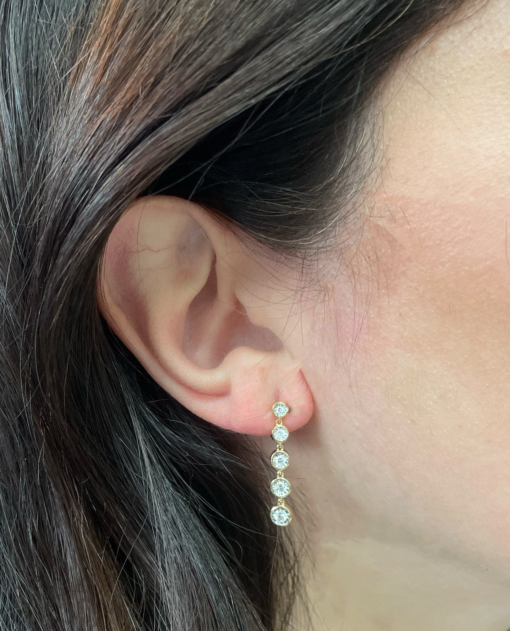 Allison Kaufman 14K Yellow Gold Dangle Round Diamond Tapering Earrings