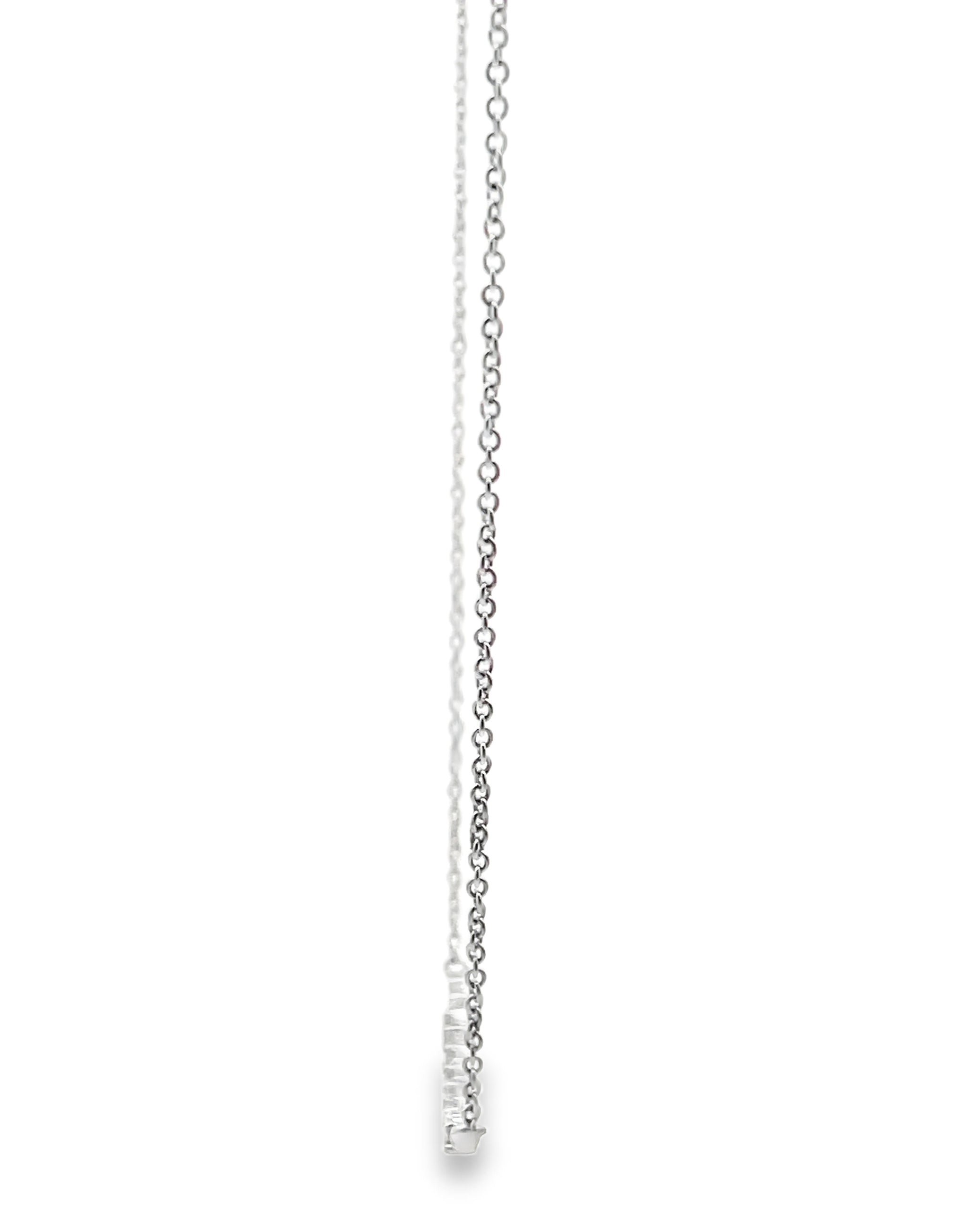 18K White Gold Diamond Bar Necklace
