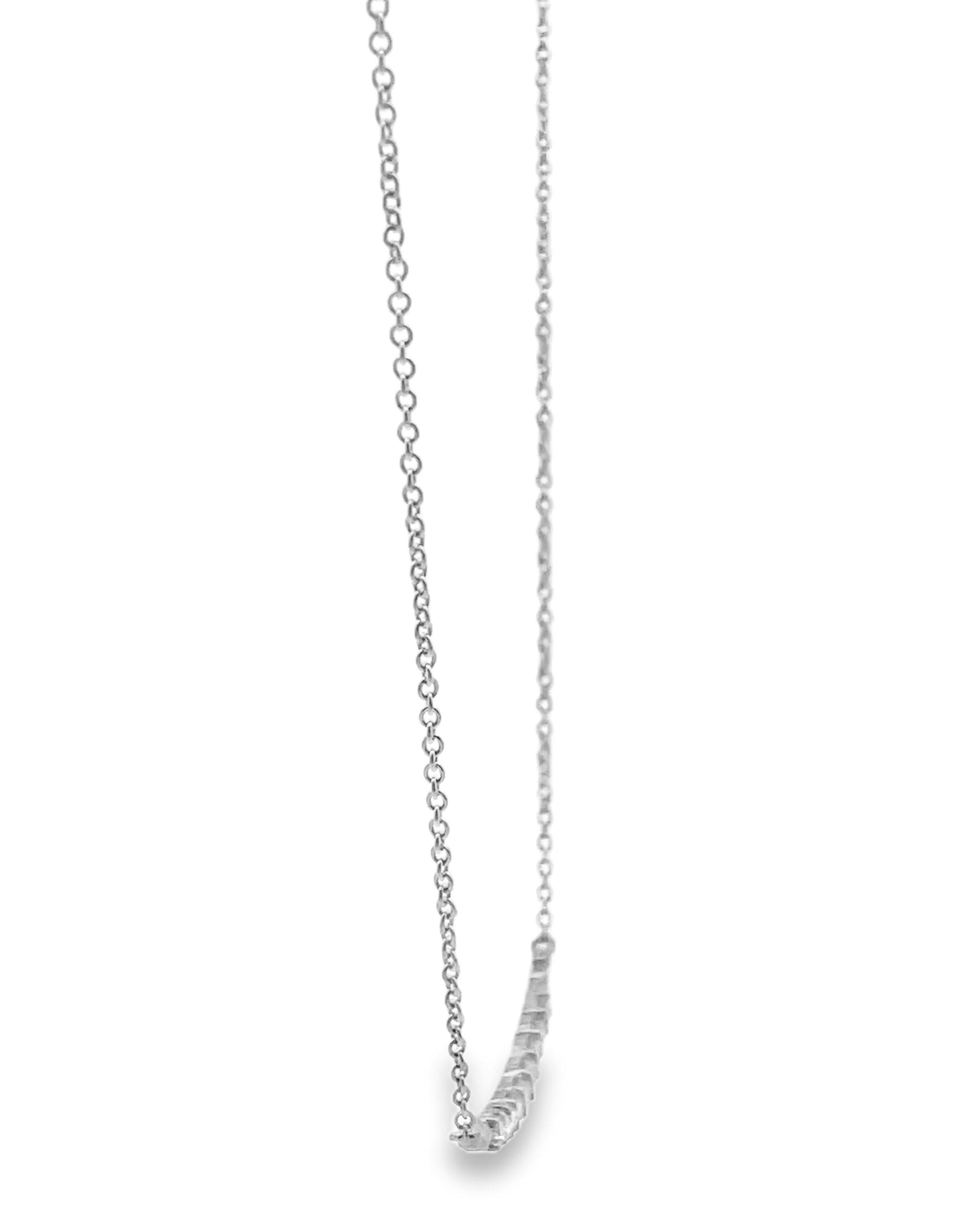 18K White Gold Diamond Bar Necklace