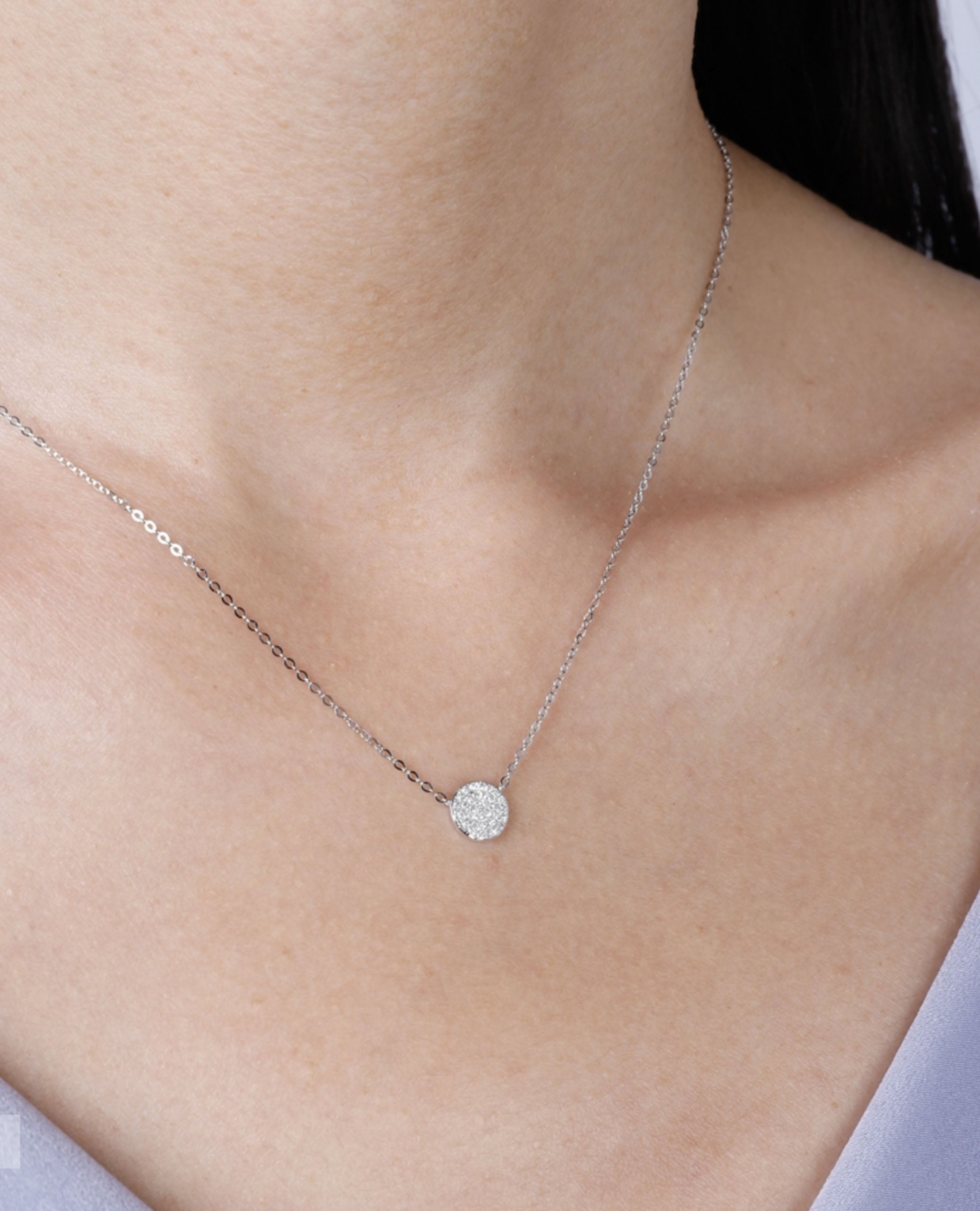 14K Rose Gold Pave Dot Necklace