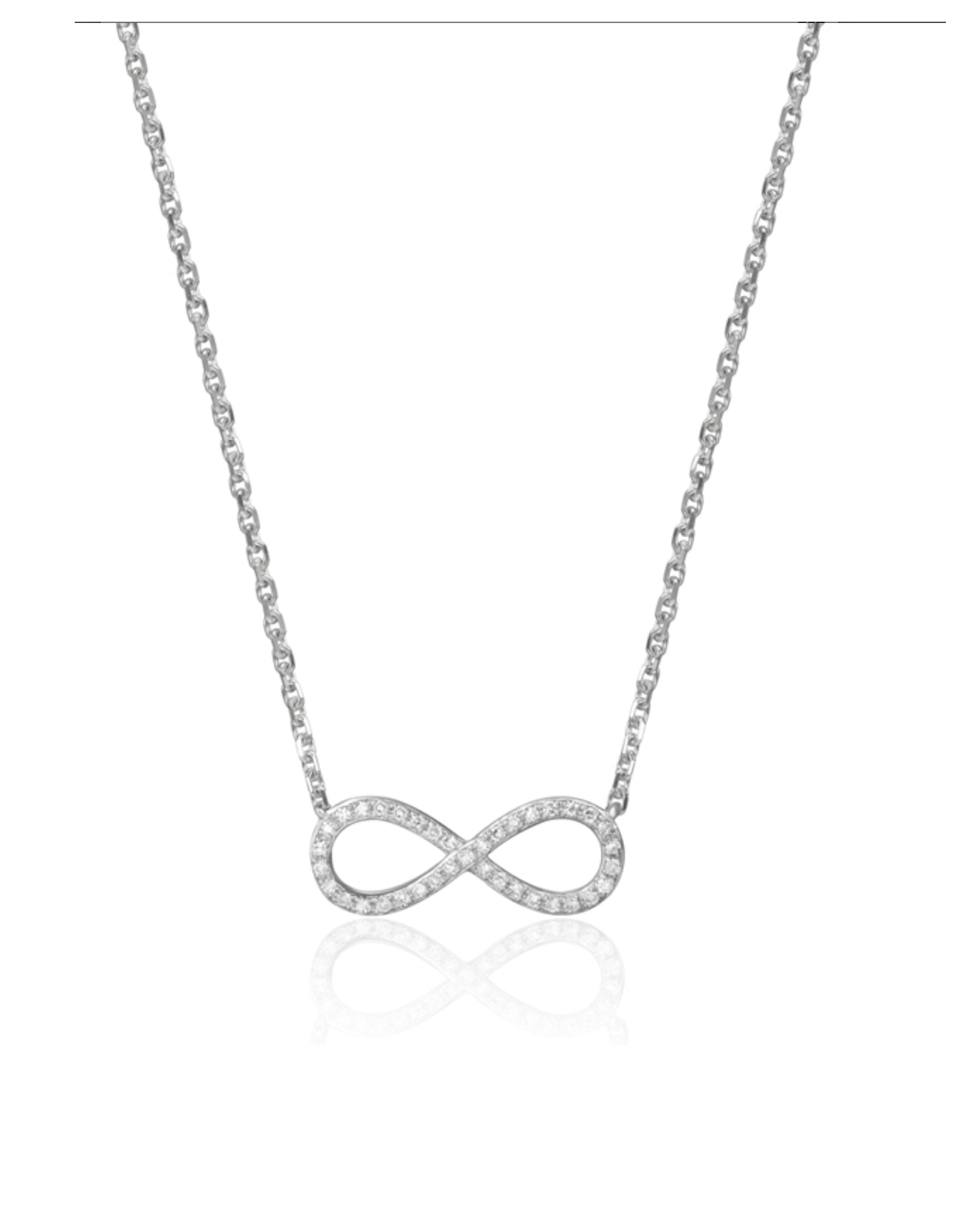 14K White Gold 0.11 Carat Diamond Infinity Necklace
