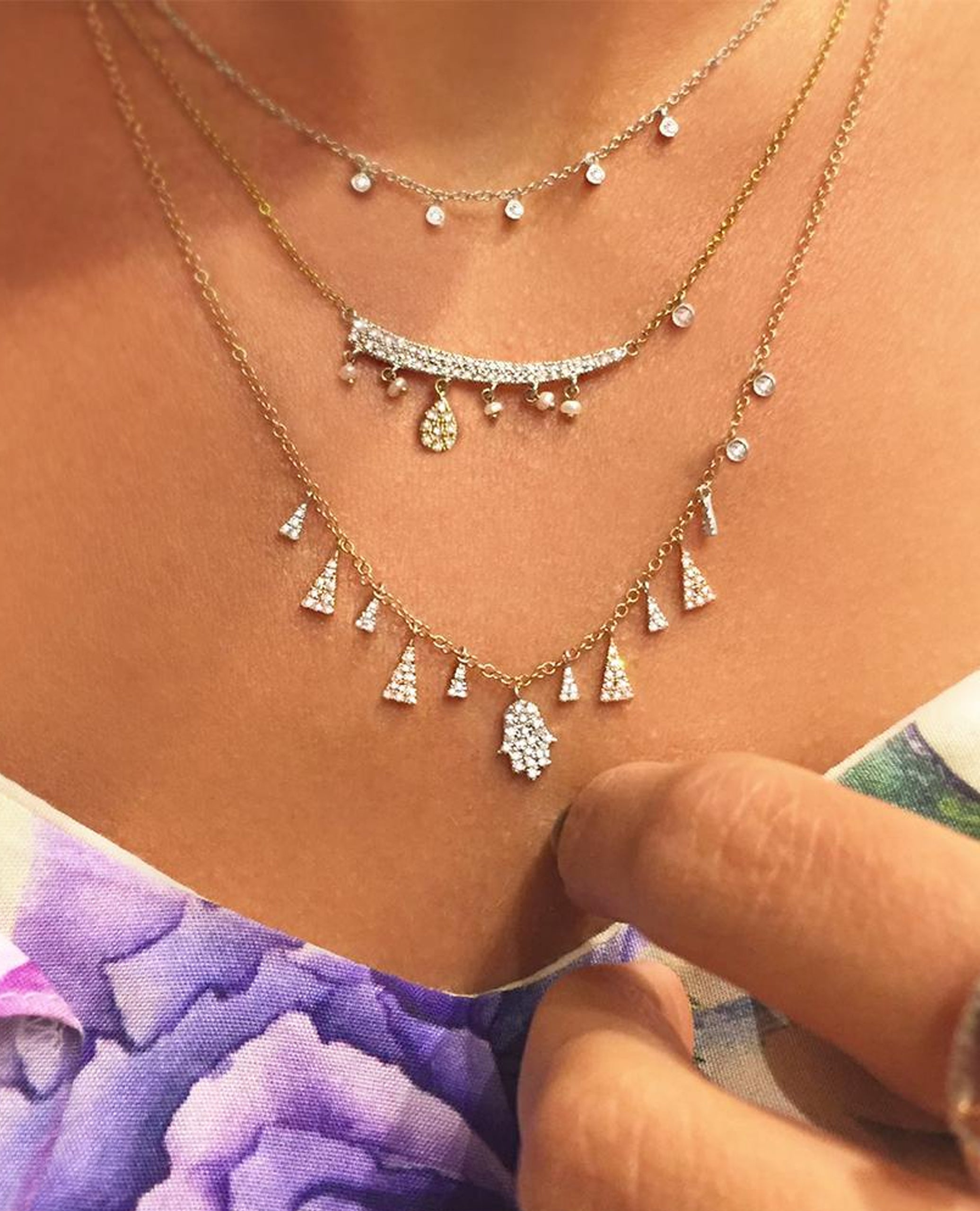 Meira T. N10363 14K Rose Gold Diamond Layering Necklace