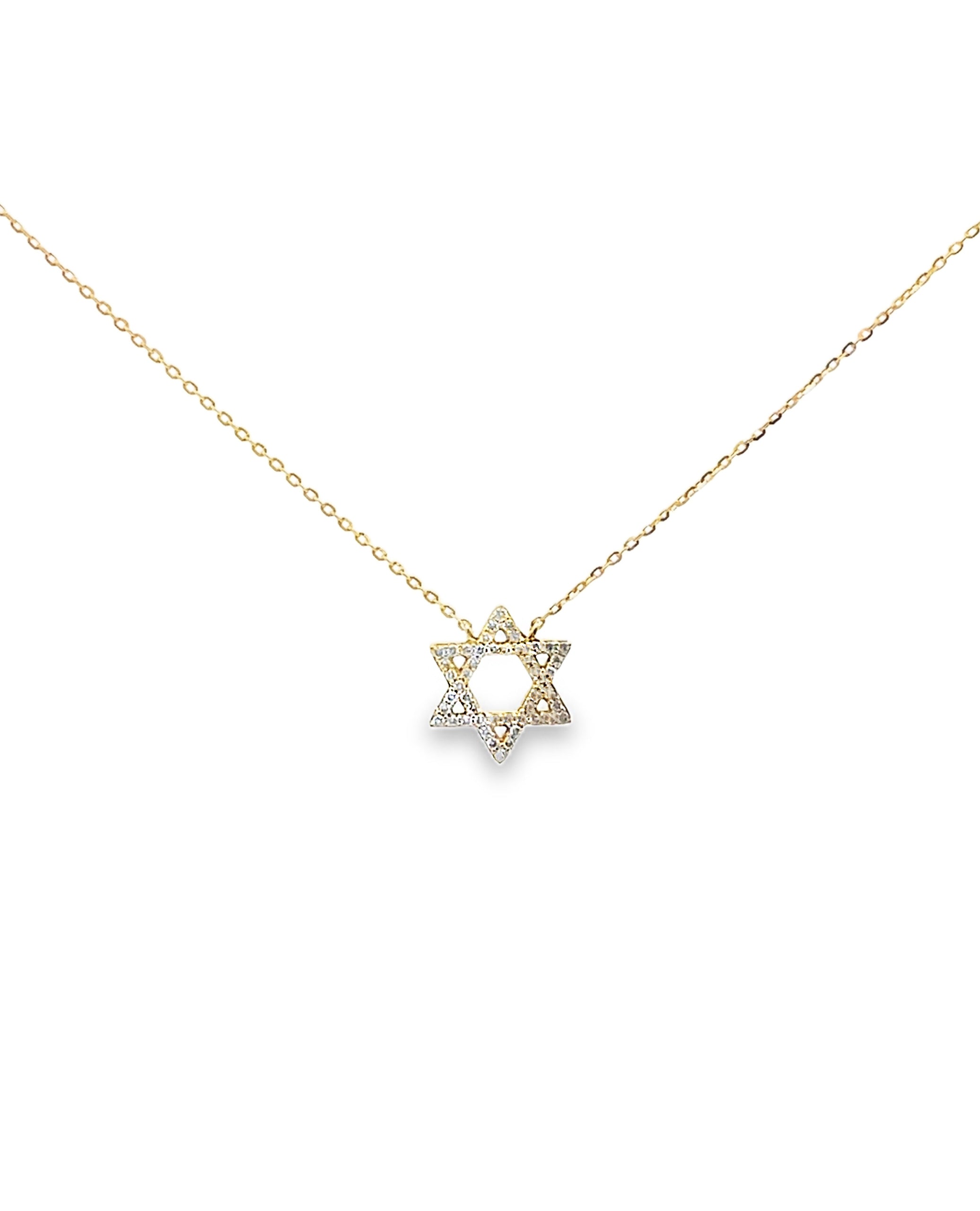 18K Yellow Gold Star of David Necklace