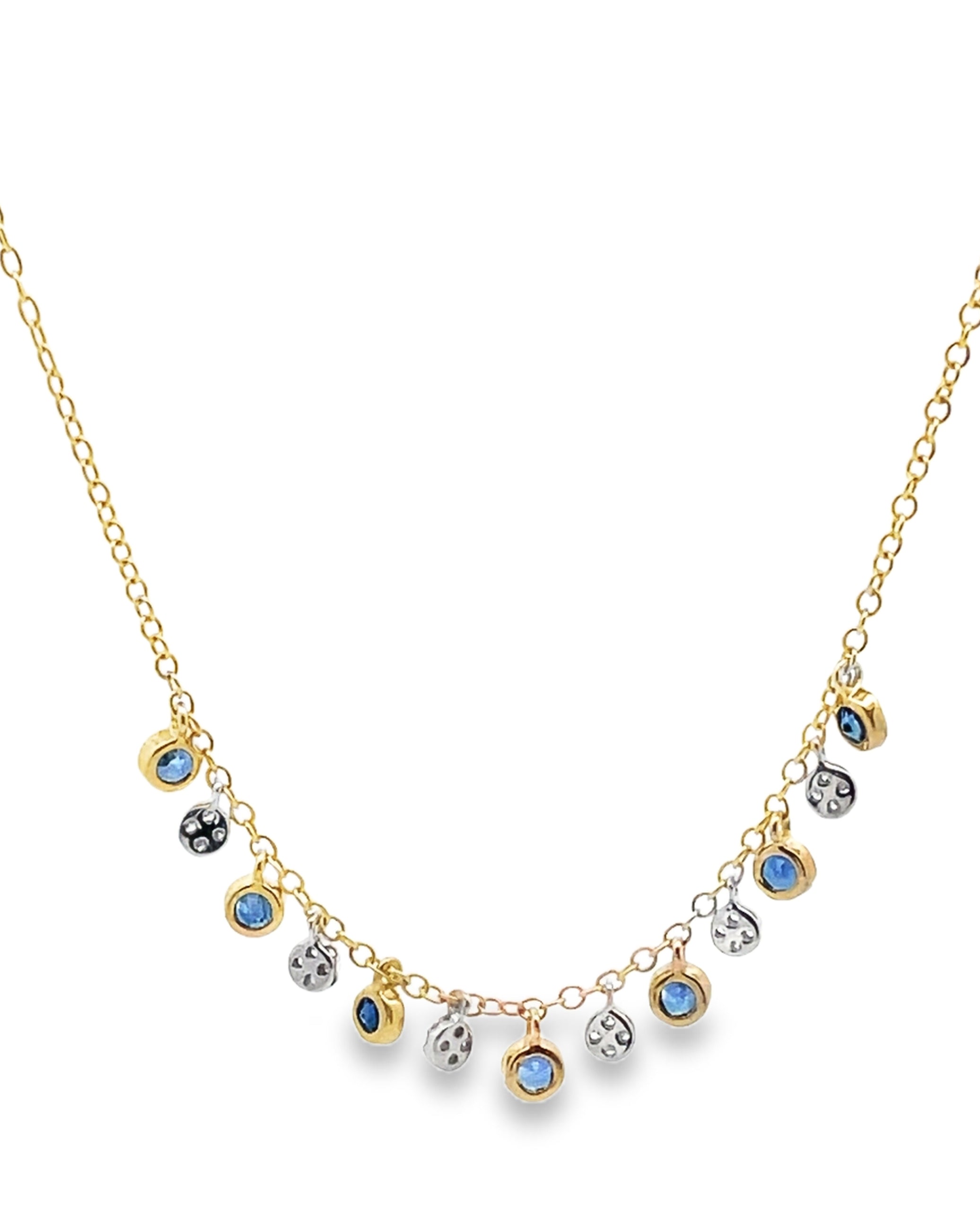 Meira T. N11961/YS 14K Yellow Gold Diamond and Sapphire Layering Necklace
