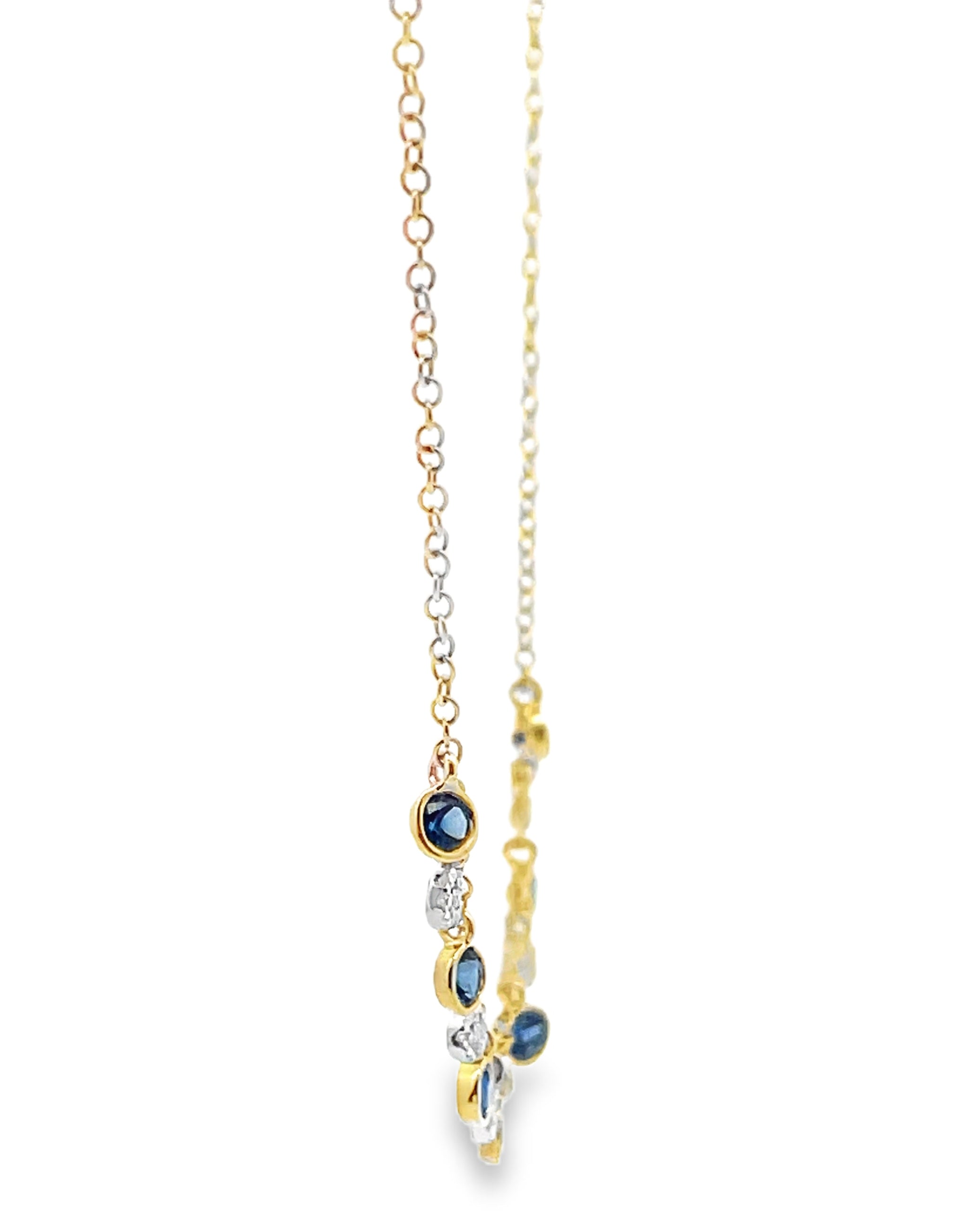Meira T. N11961/YS 14K Yellow Gold Diamond and Sapphire Layering Necklace