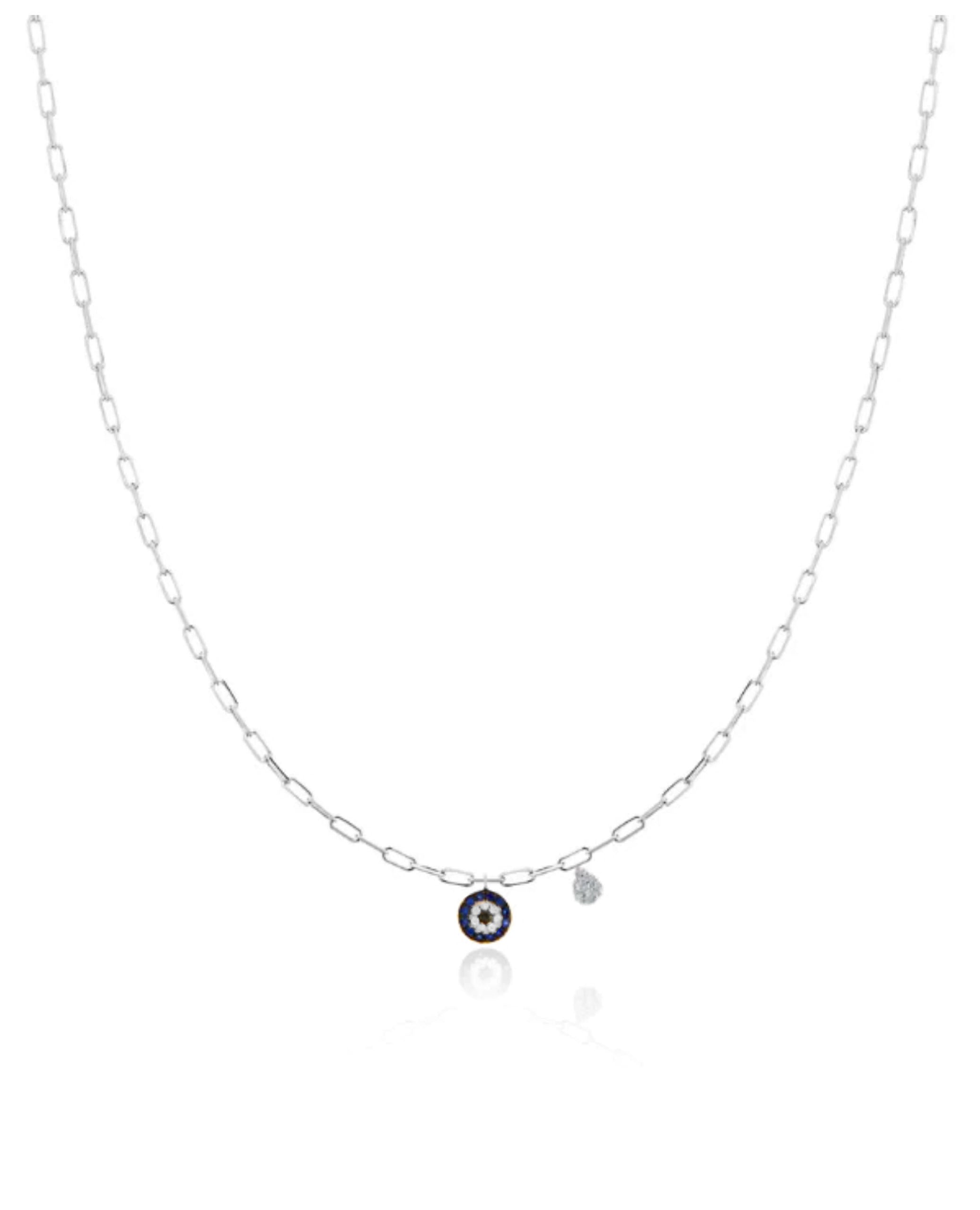 Meira T. N13062/WG 14K White Gold Evil Eye Paperclip Necklace