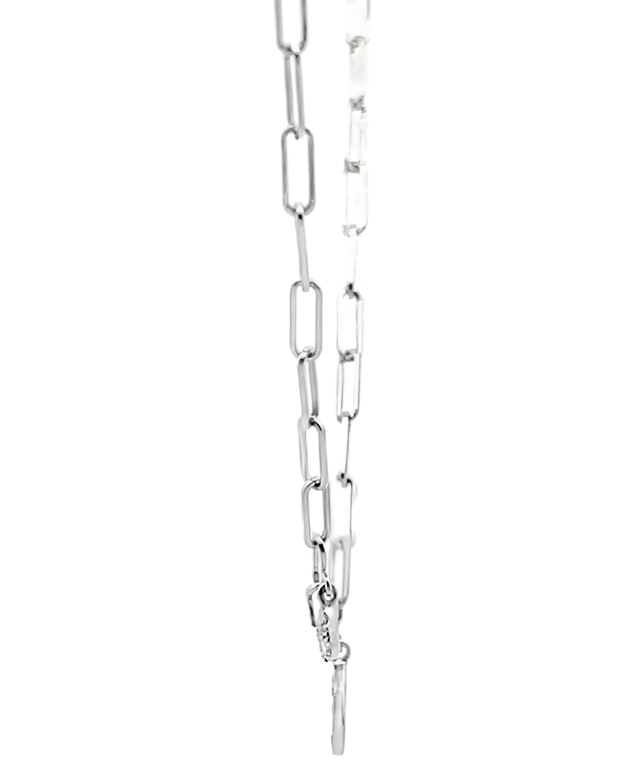 Meira T N13062 14K White Gold Evil Eye Paperclip Necklace